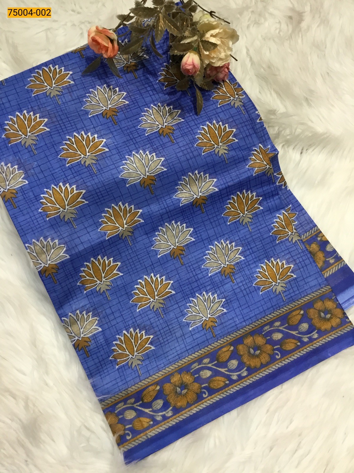 Blue Voil cotton printed sarees