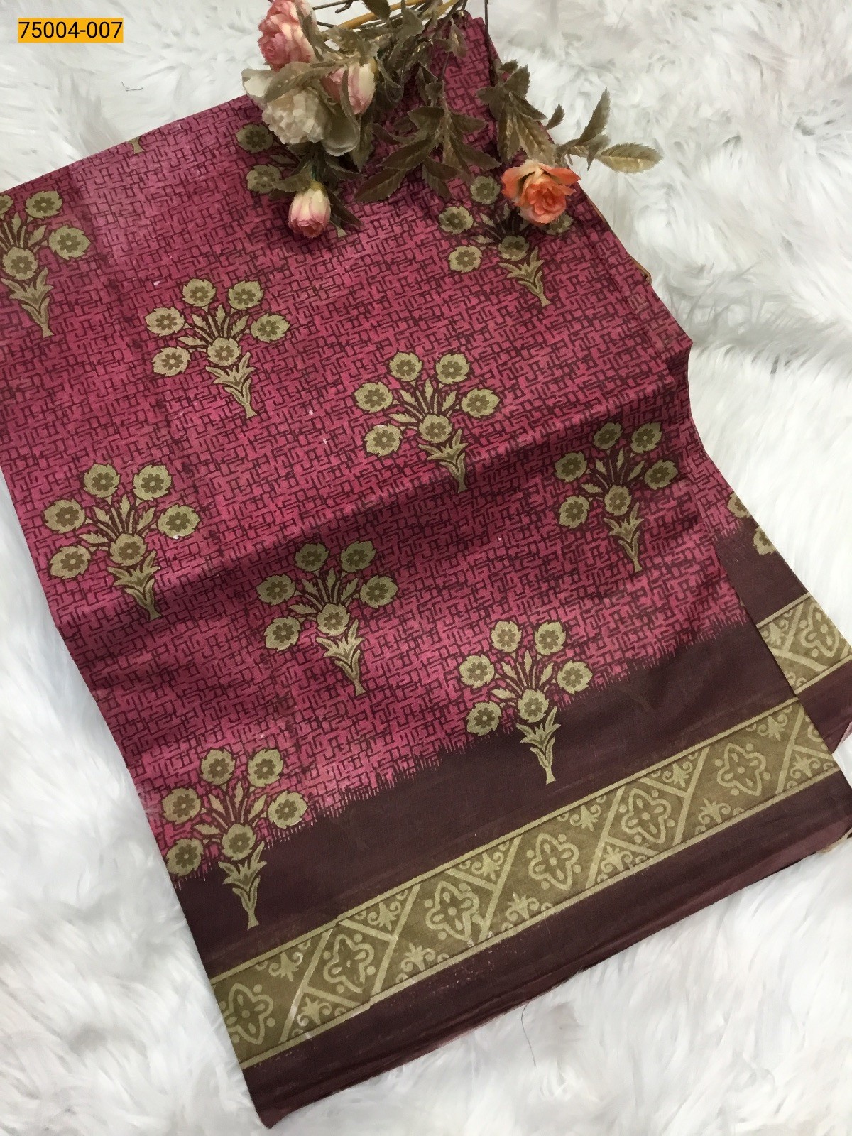 Pink Voil cotton printed sarees