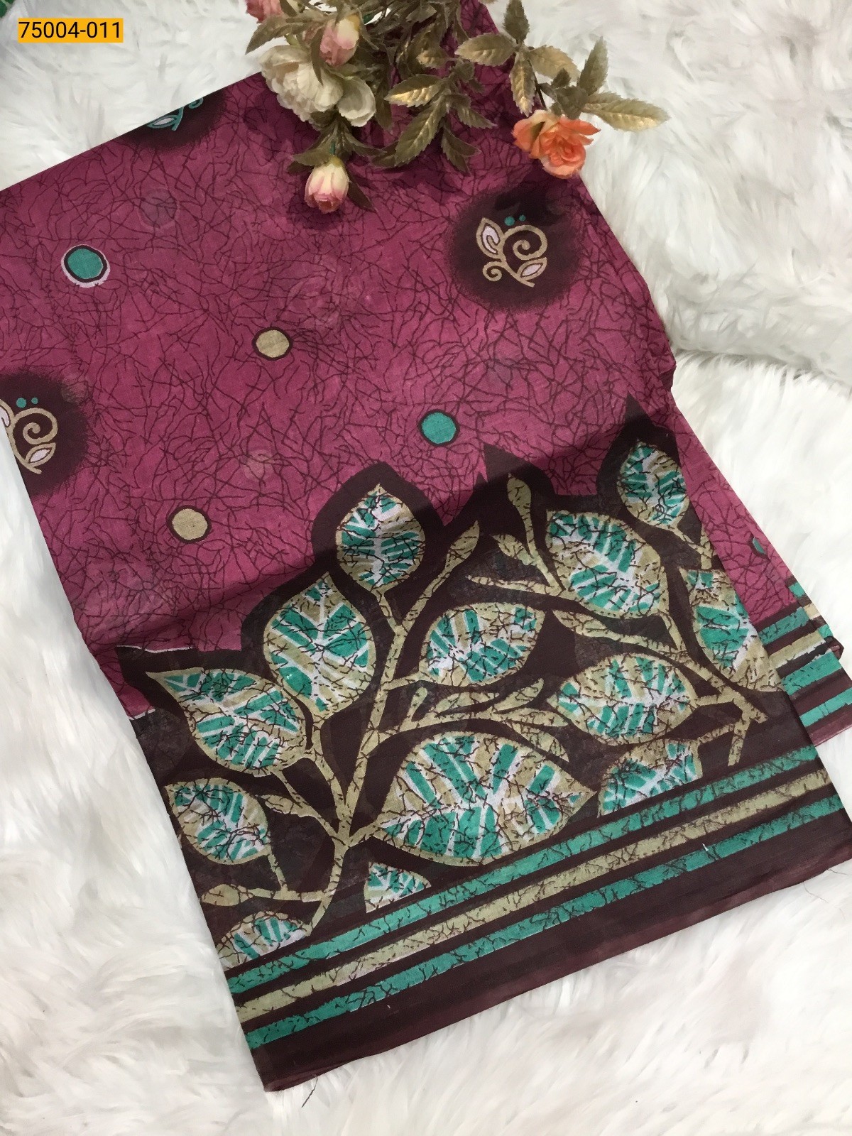Pink Voil cotton printed sarees