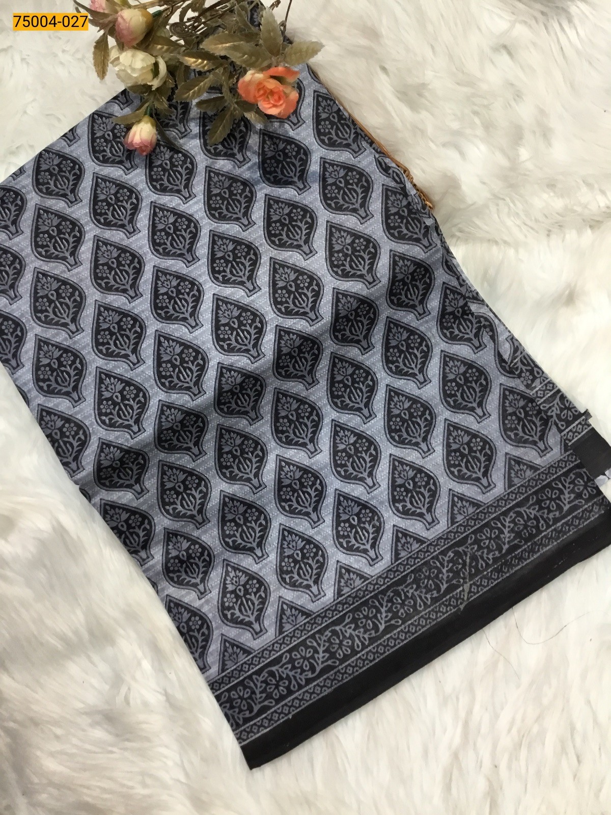Gray Voil cotton printed sarees
