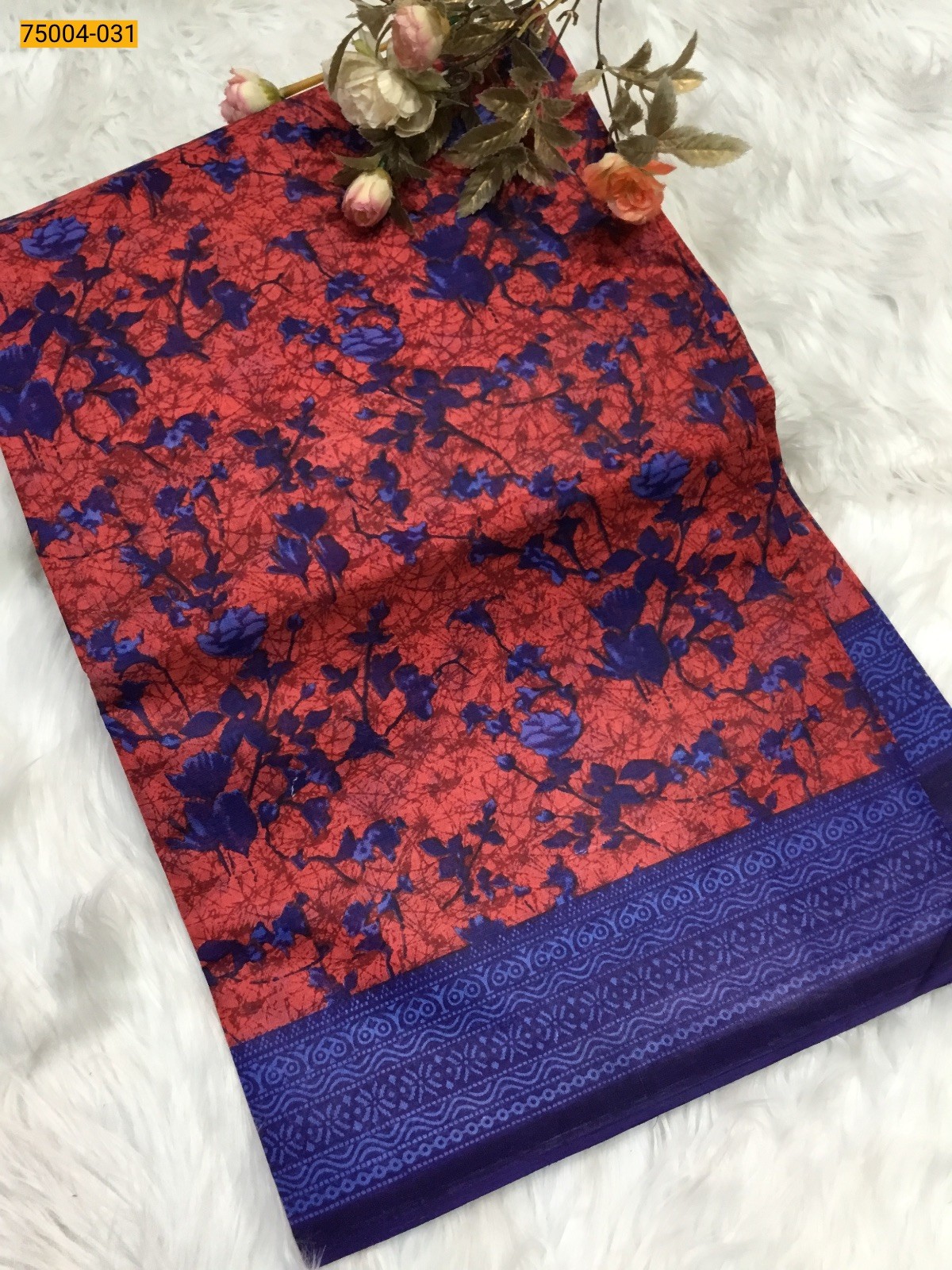 Red Voil cotton printed sarees