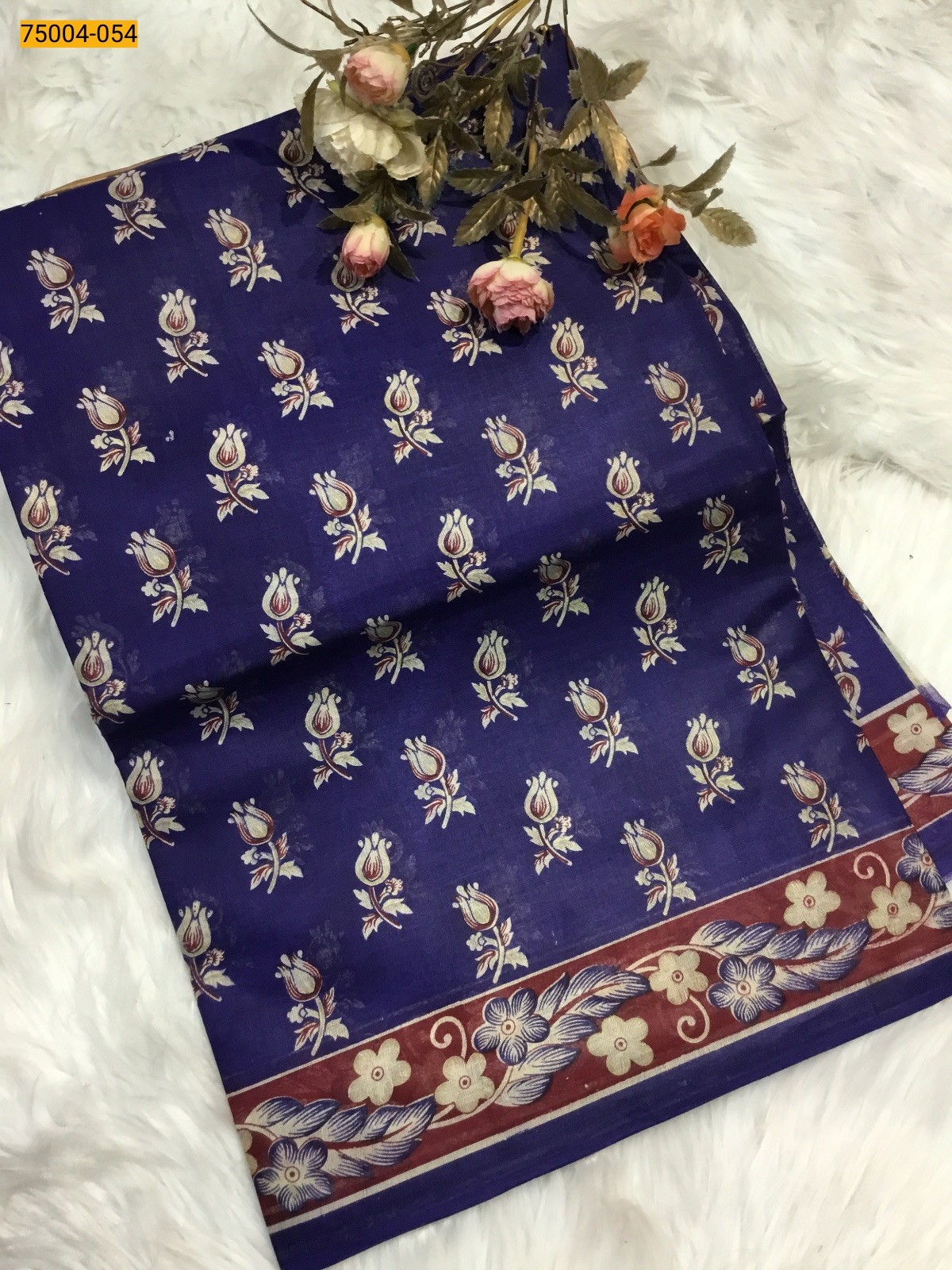 Navy Blue Voil cotton printed sarees