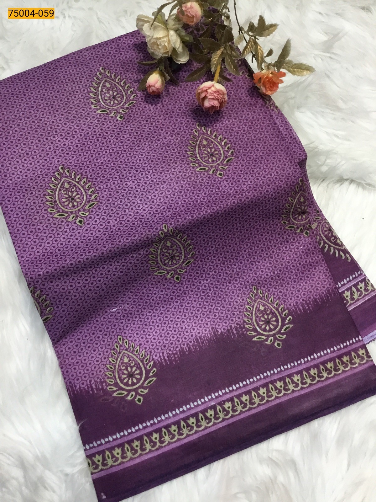 Grape Voil cotton printed sarees