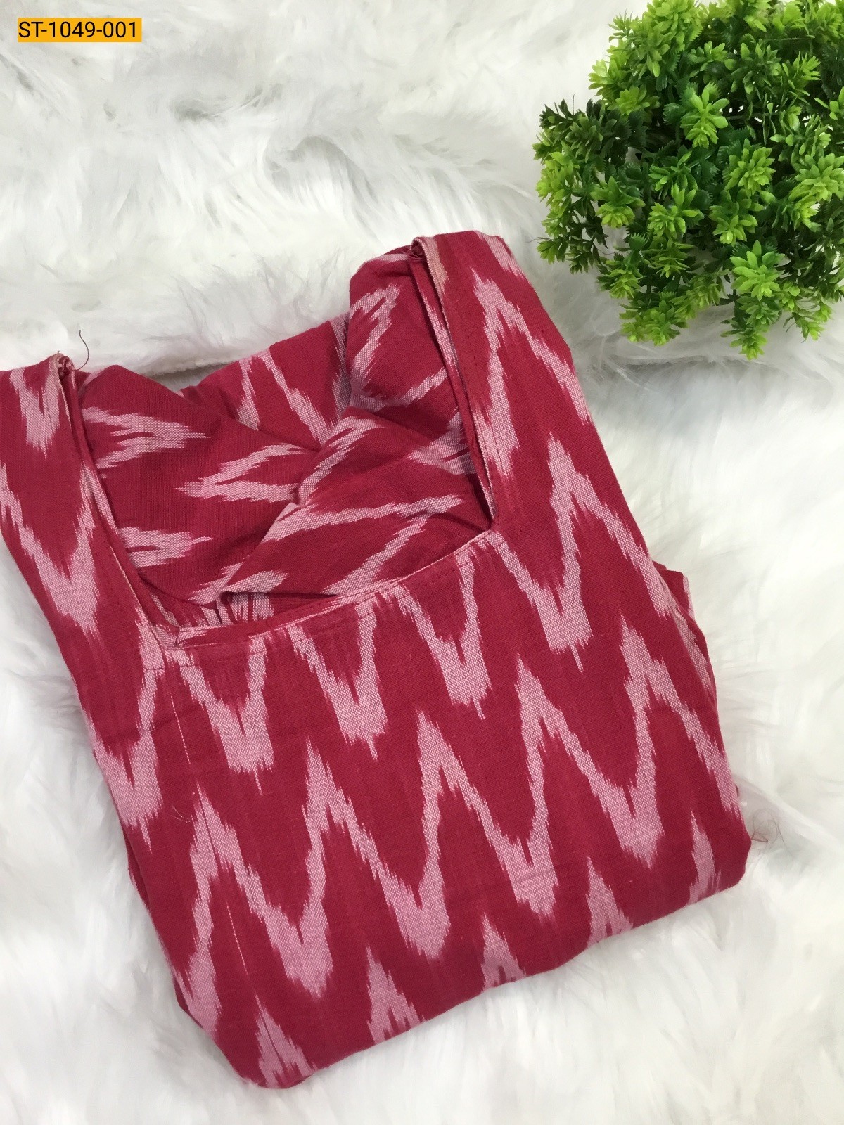 Pink Ikkat cotton kurtis