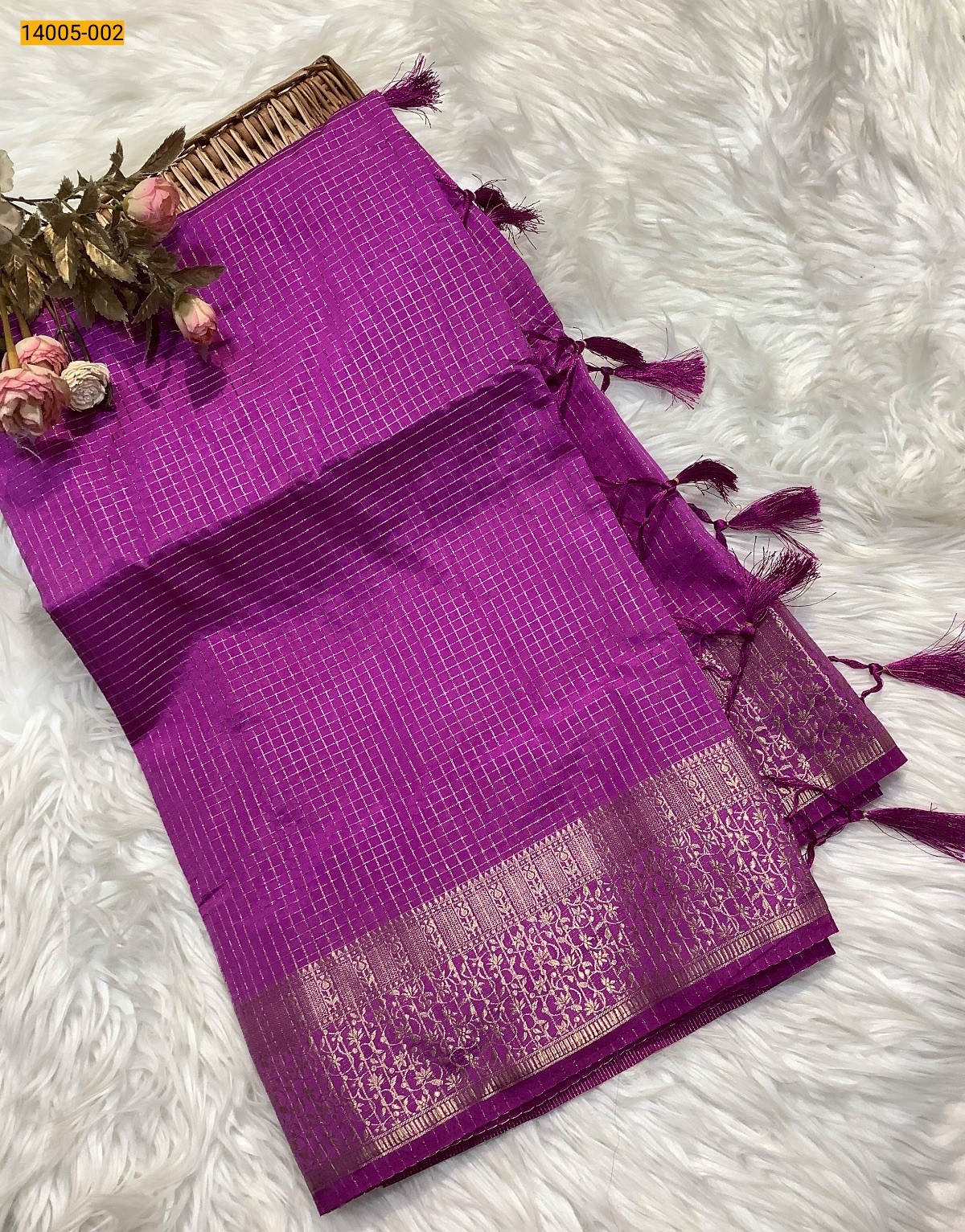 Pink  Mysore Raw Silk Saree