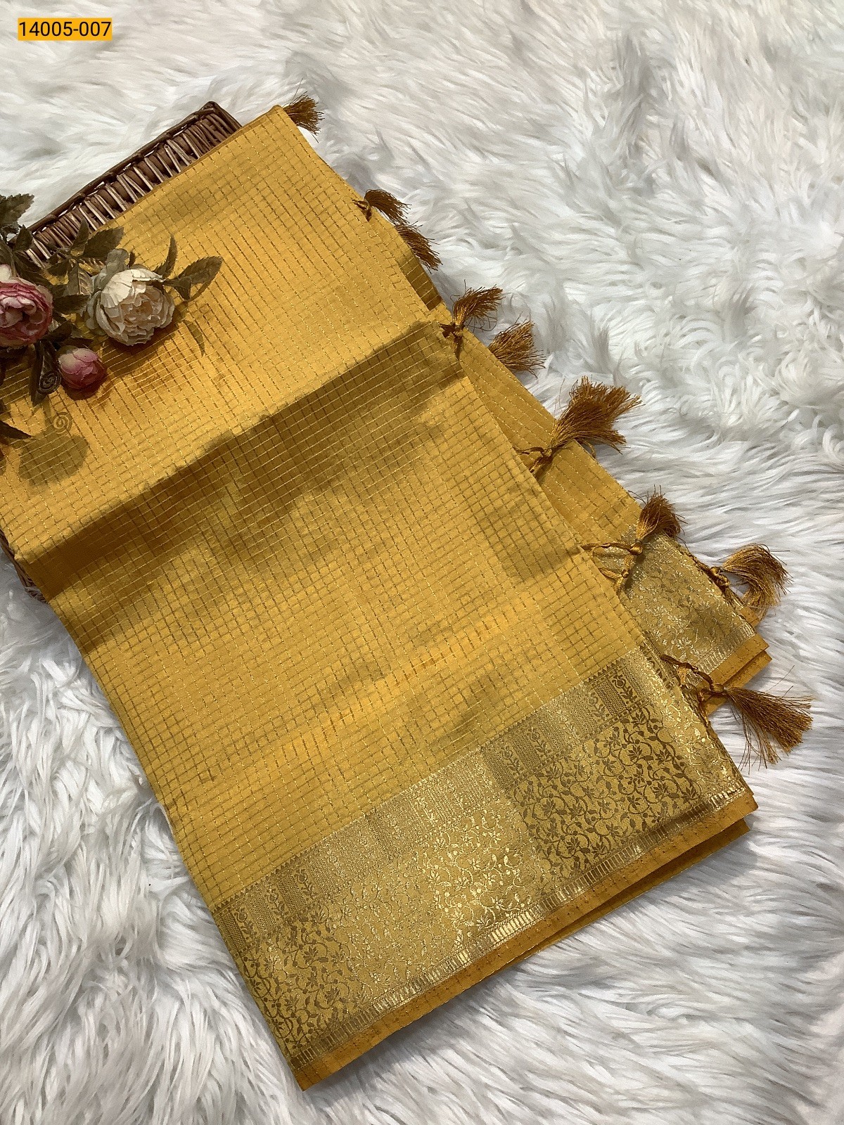 Yellow Mysore Raw Silk Saree