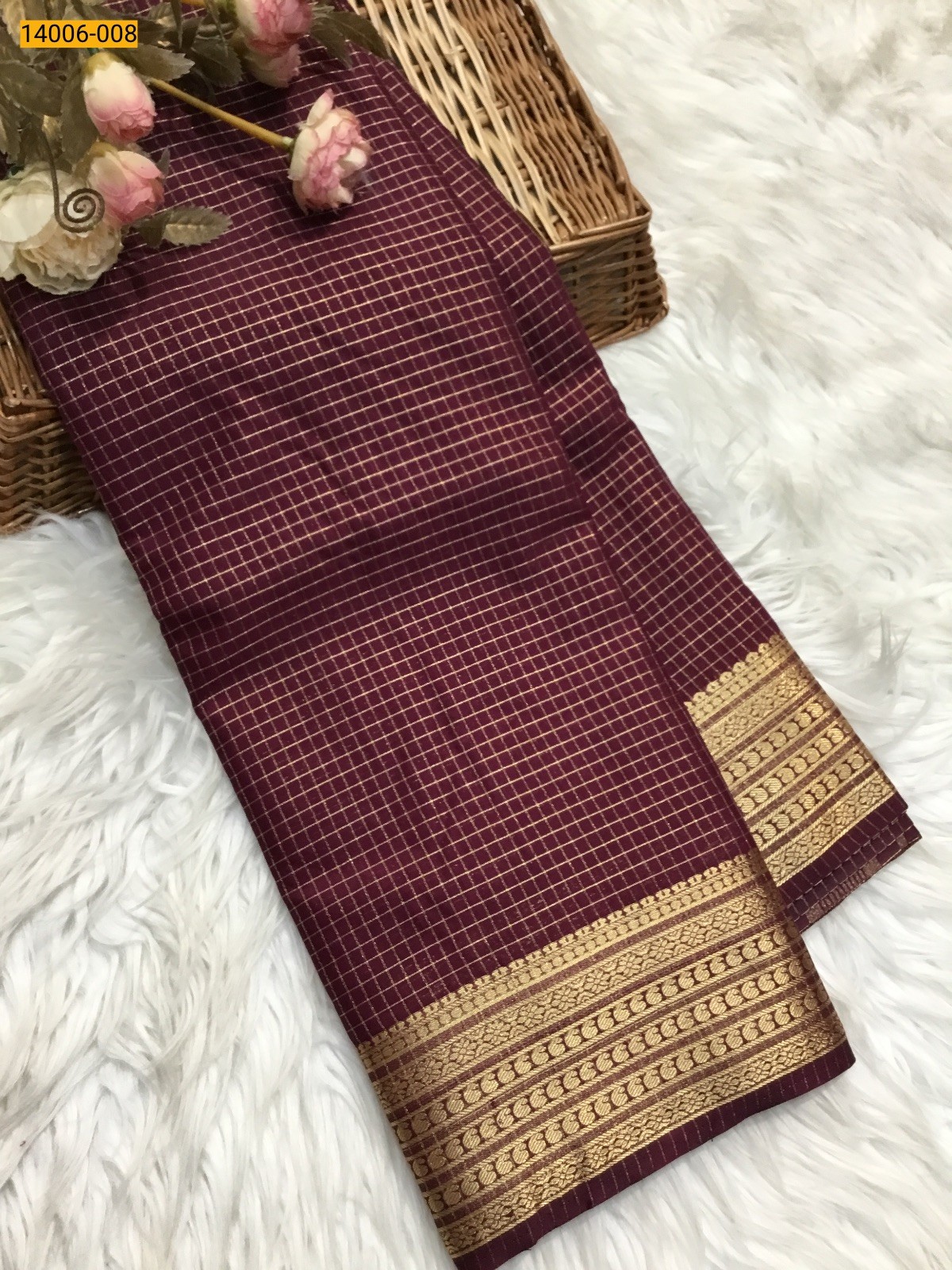 Brown Mysore Fancy Crepe Silk Saree