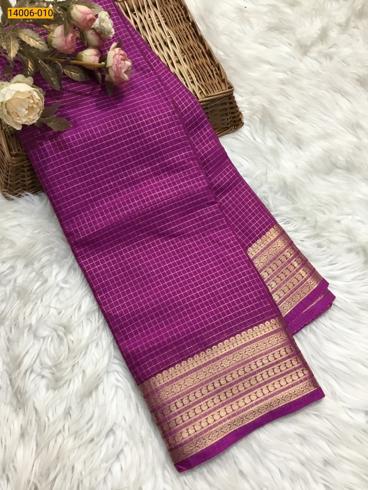 Violet Mysore Fancy Crepe Silk Saree