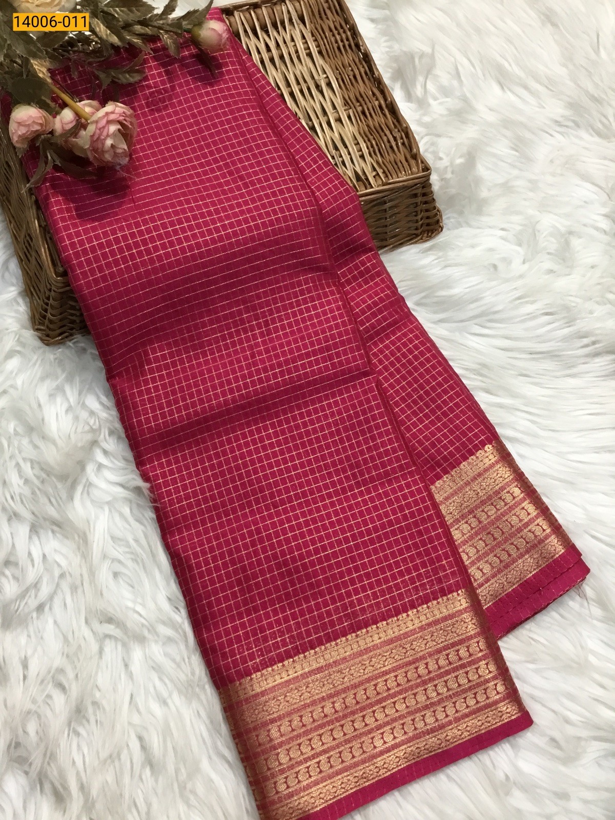 Pink Mysore Fancy Crepe Silk Saree