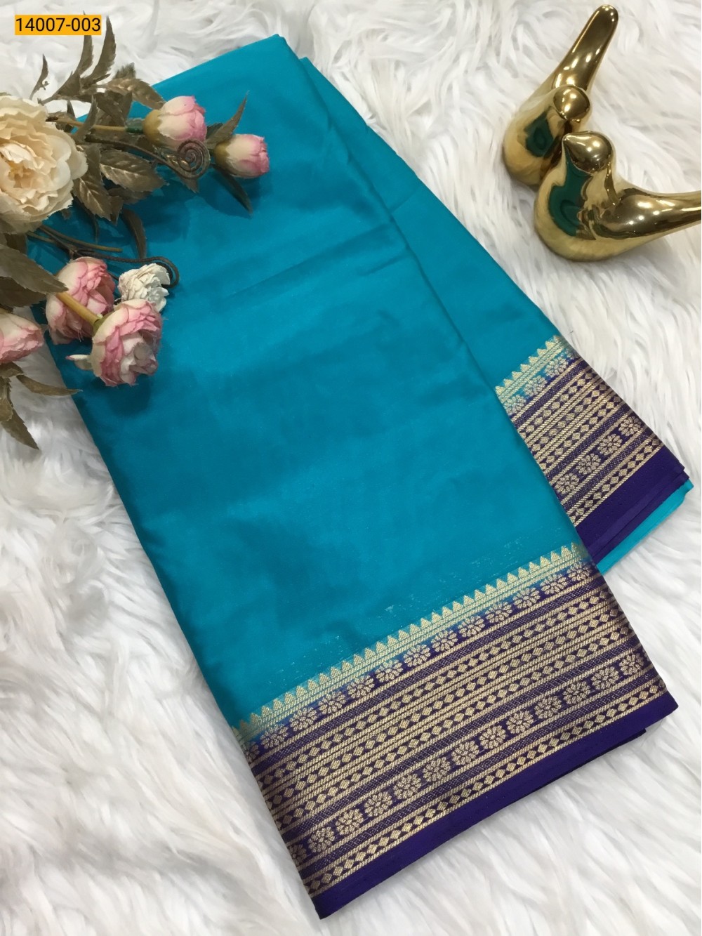 Blue Mysore Fancy Crepe Silk Saree