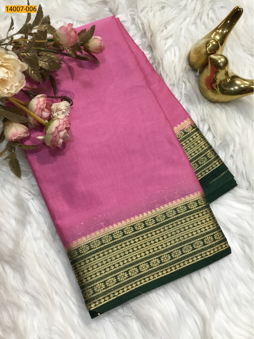 Pink Mysore Fancy Crepe Silk Saree