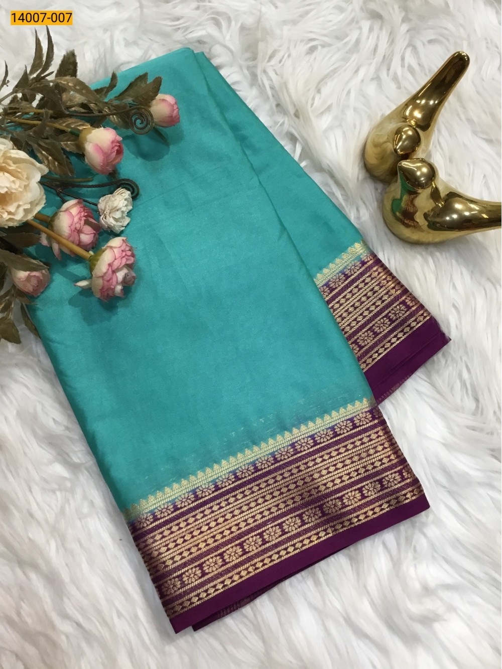 Blue Mysore Fancy Crepe Silk Saree