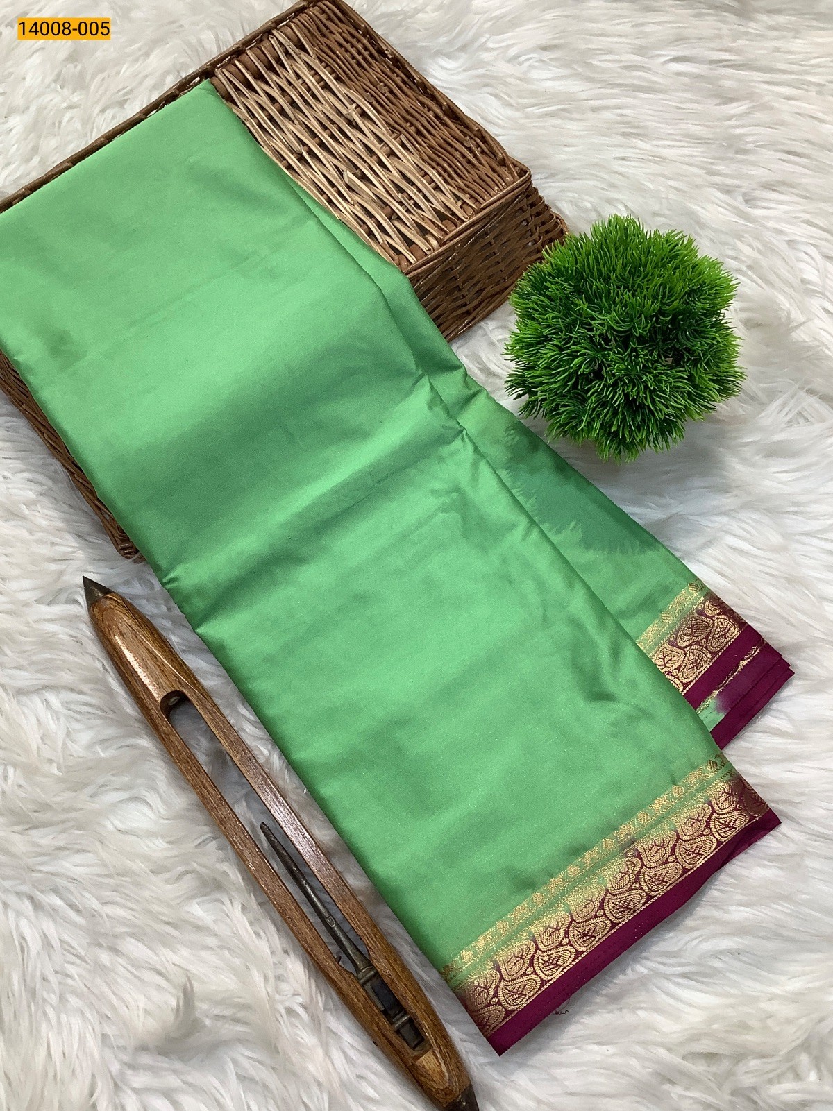 Light Green Mysore Fancy Crepe Silk Saree