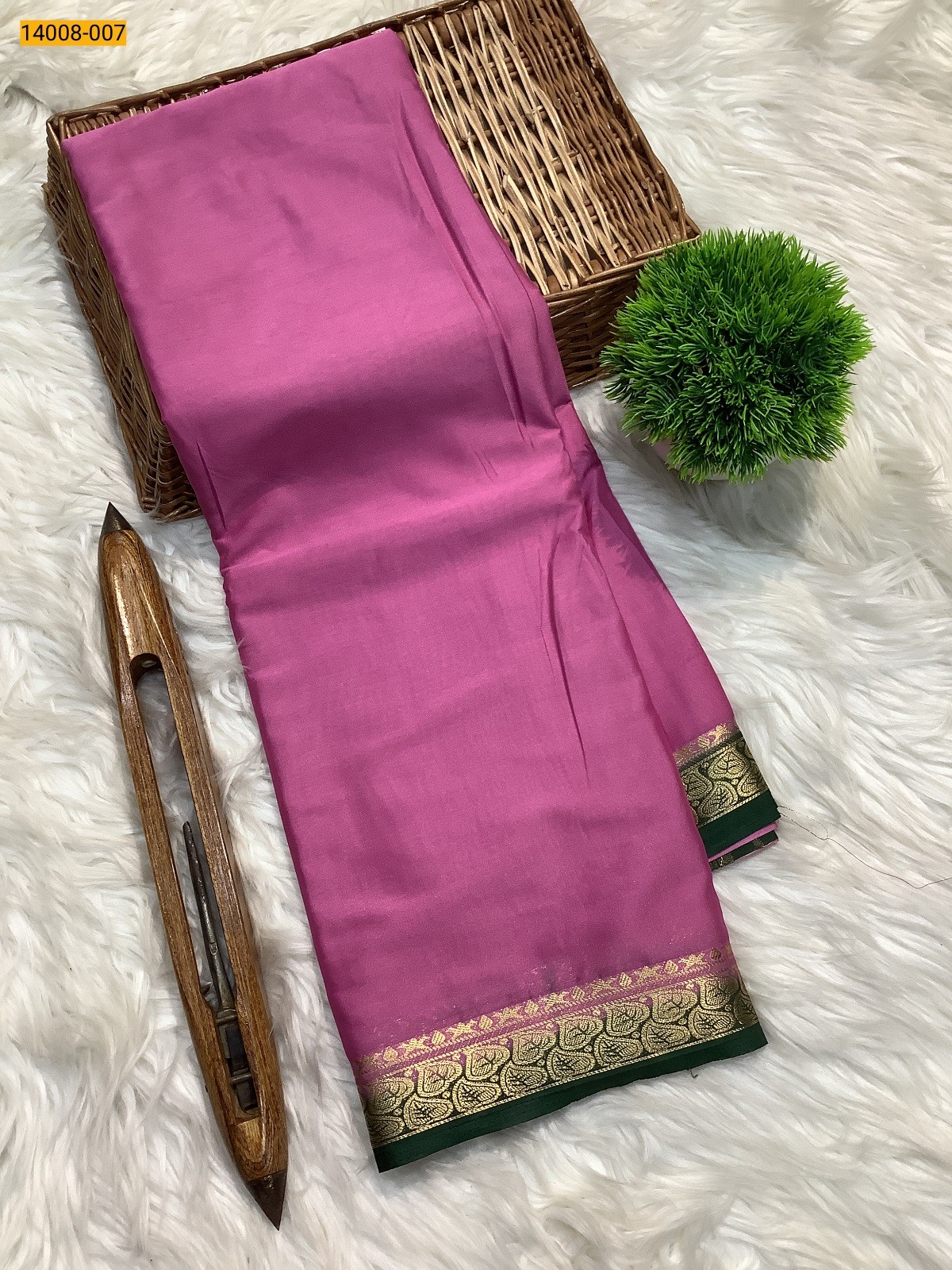 Pink  Mysore Fancy Crepe Silk Saree