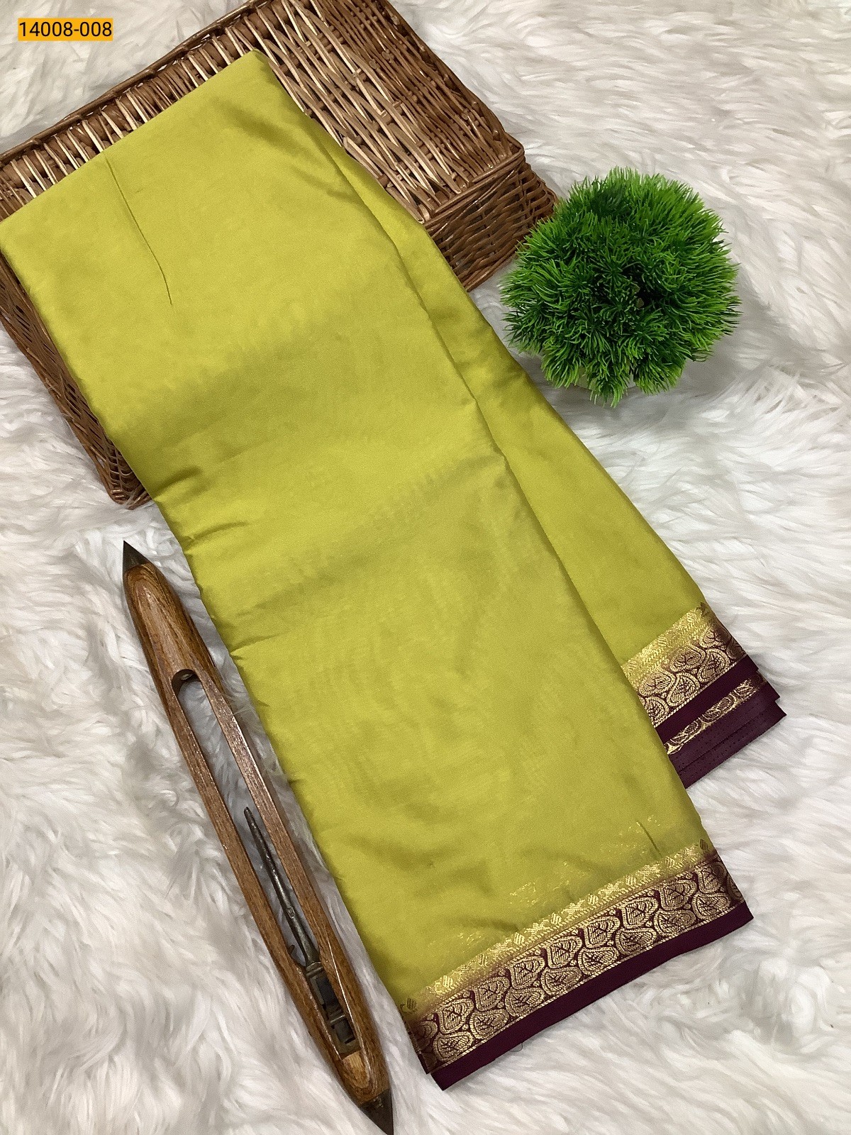 Yellow Mysore Fancy Crepe Silk Saree