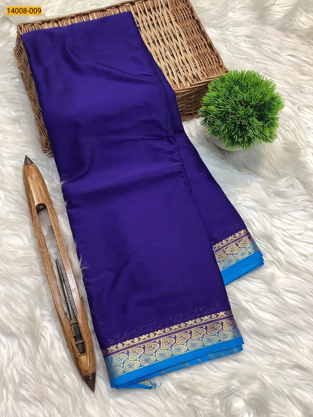 Blue Mysore Fancy Crepe Silk Saree