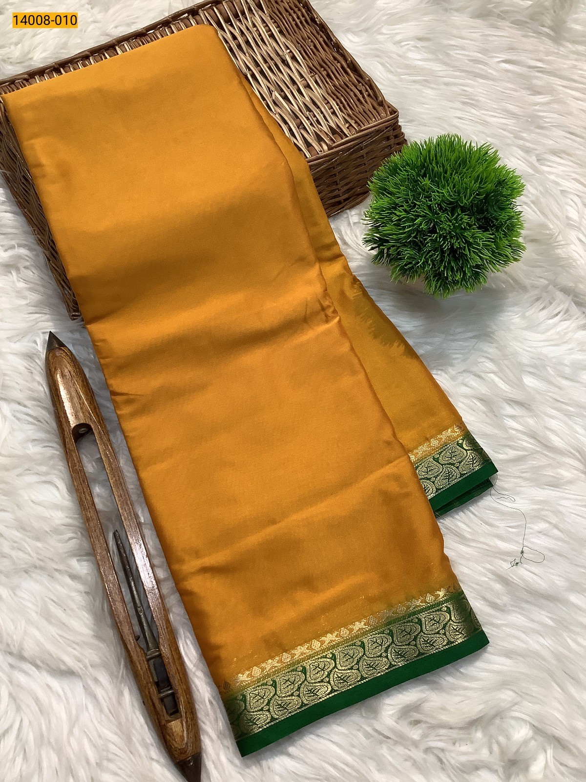 Yellow Mysore Fancy Crepe Silk Saree