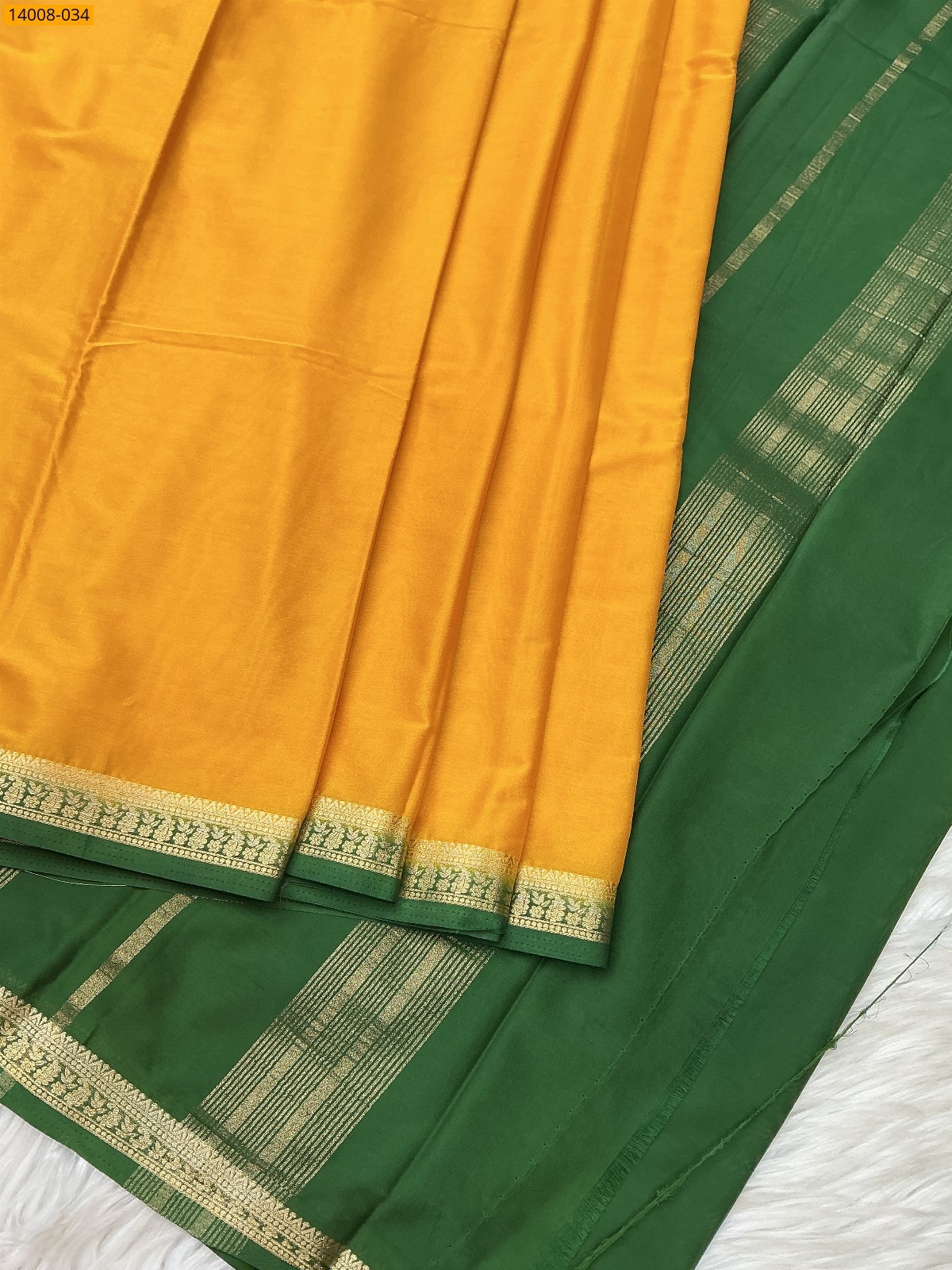 Mustard Yellow Mysore Fancy Crepe Silk Saree