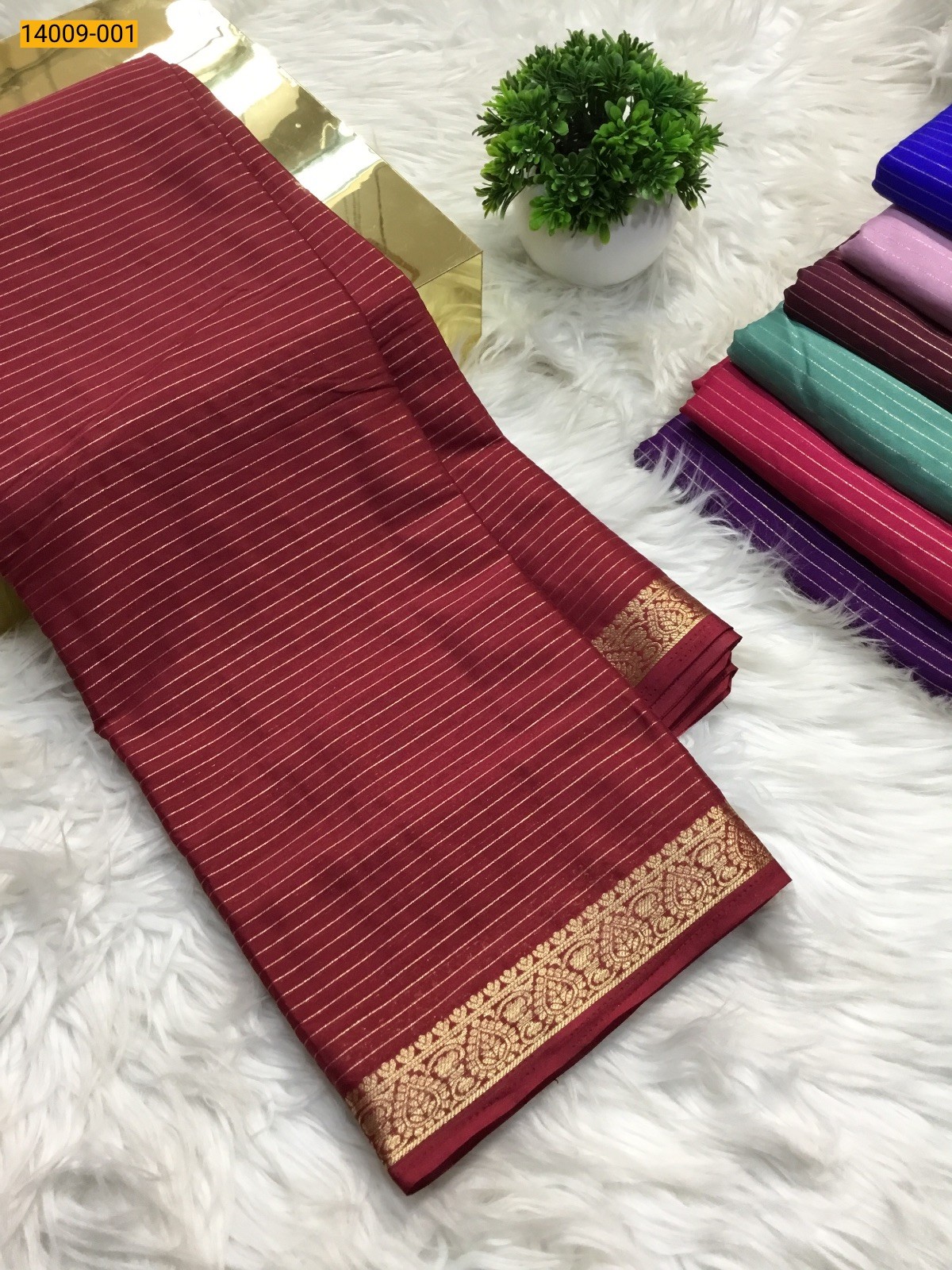 Maroon Mysore Fancy Crepe Silk Saree