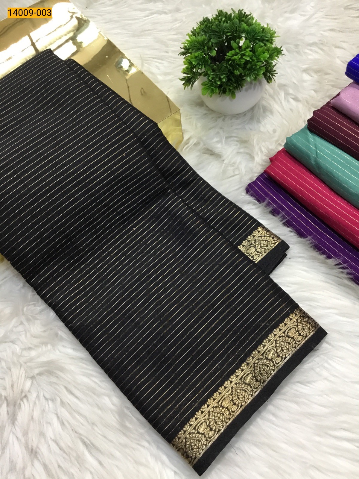 Black Mysore Fancy Crepe Silk Saree