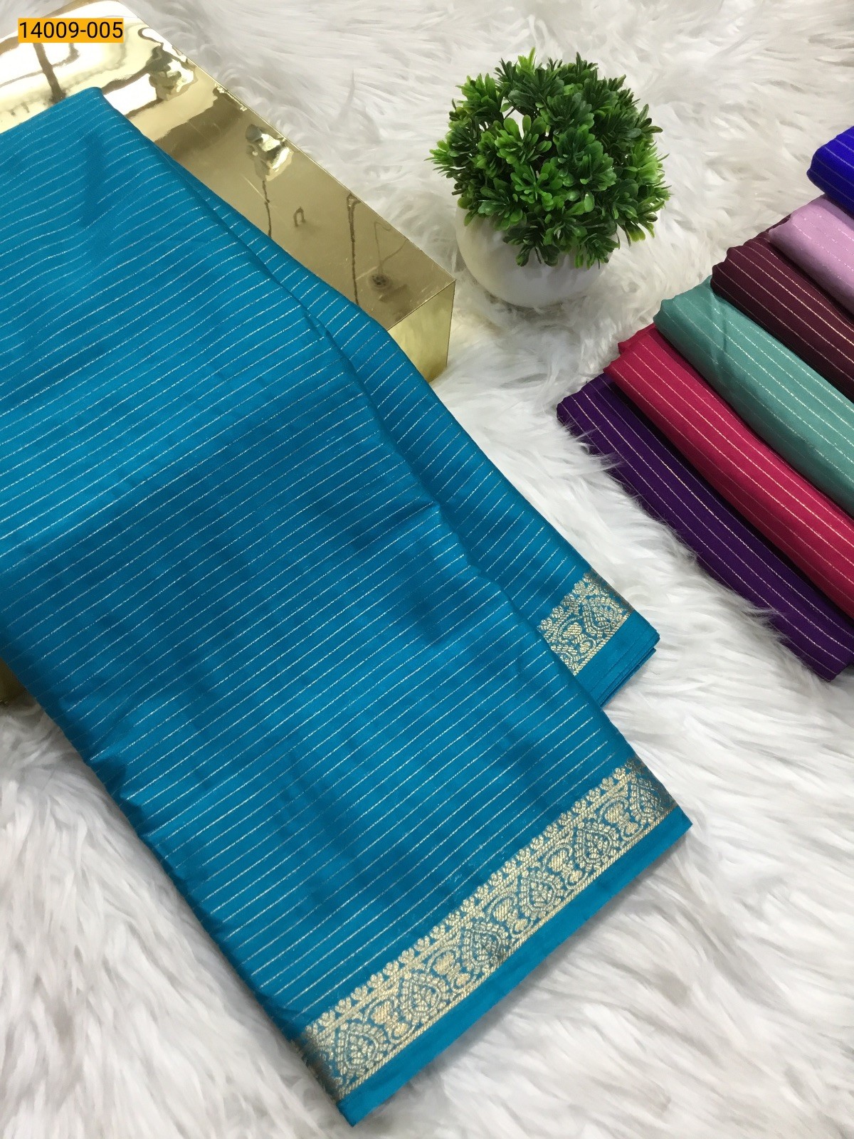 Blue Mysore Fancy Crepe Silk Saree