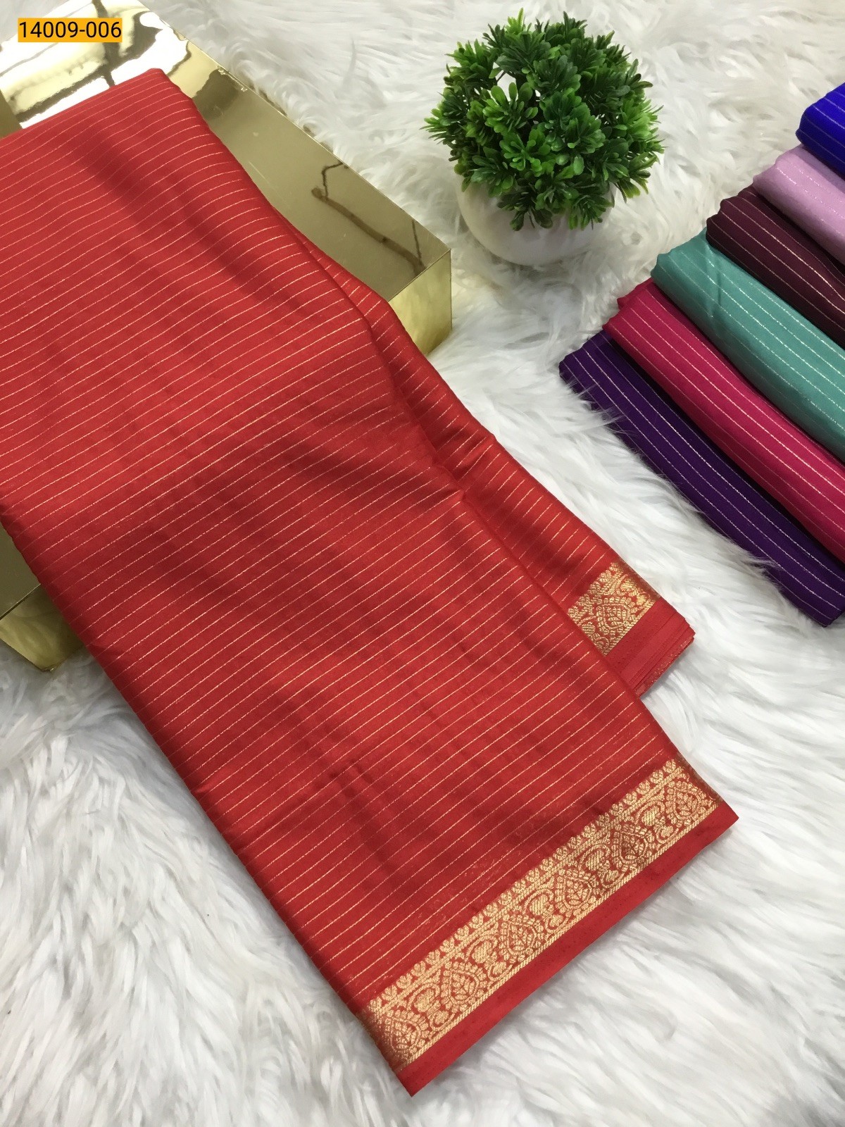 Red Mysore Fancy Crepe Silk Saree