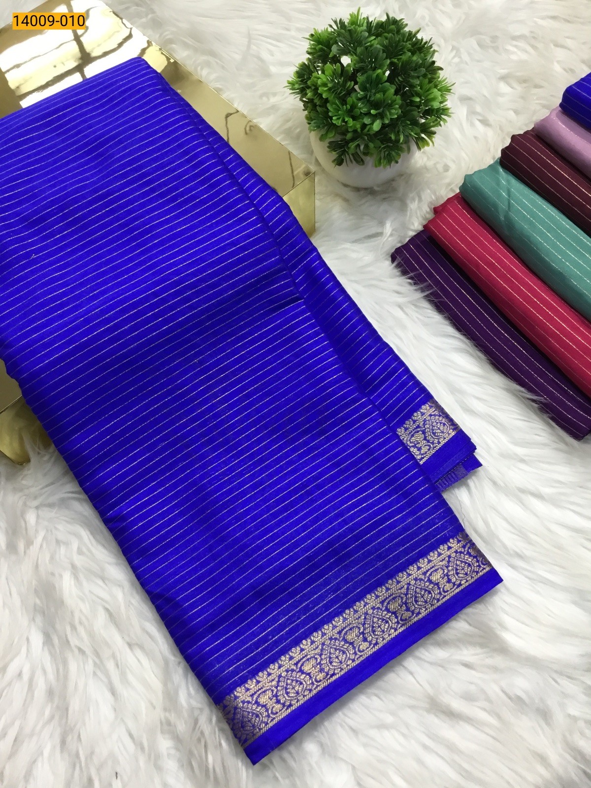 Blue Mysore Fancy Crepe Silk Saree