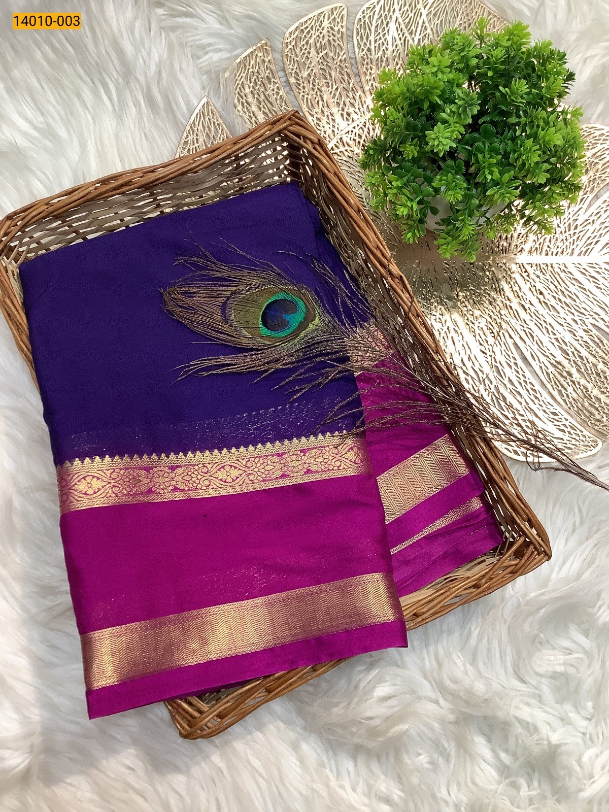 Blue Mysore Fancy Crepe Silk Saree