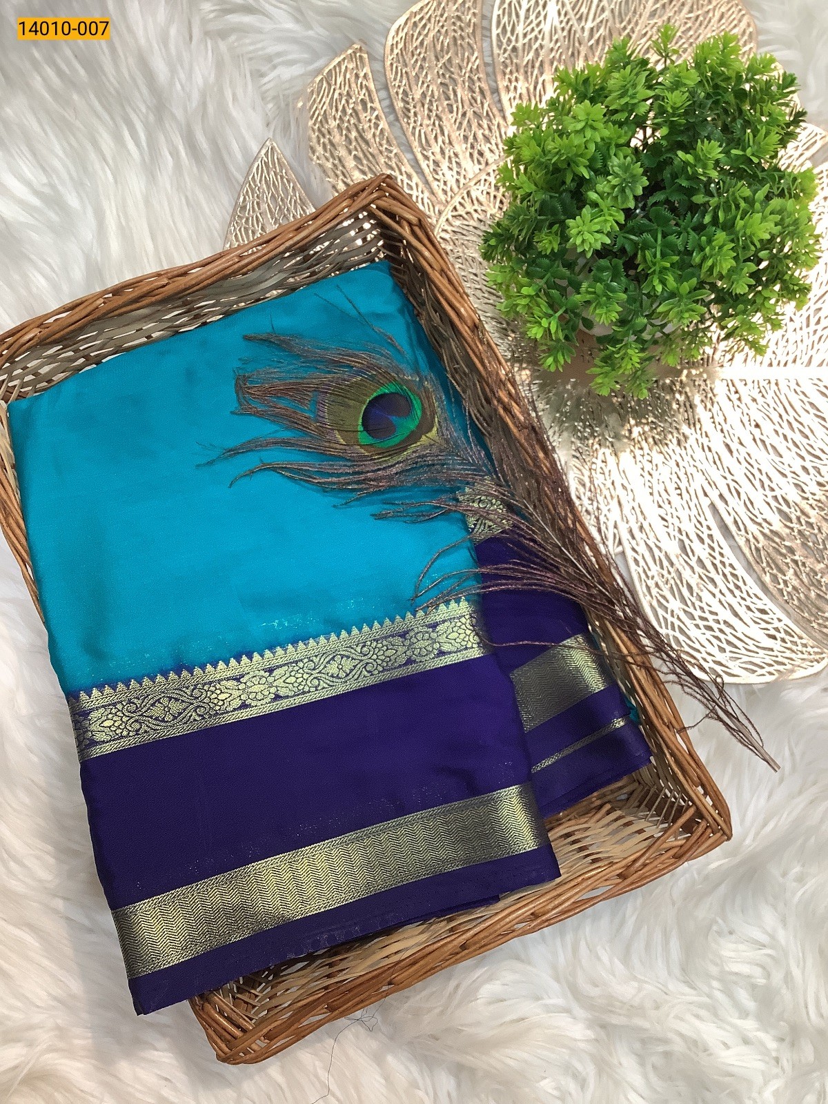 Blue Mysore Fancy Crepe Silk Saree