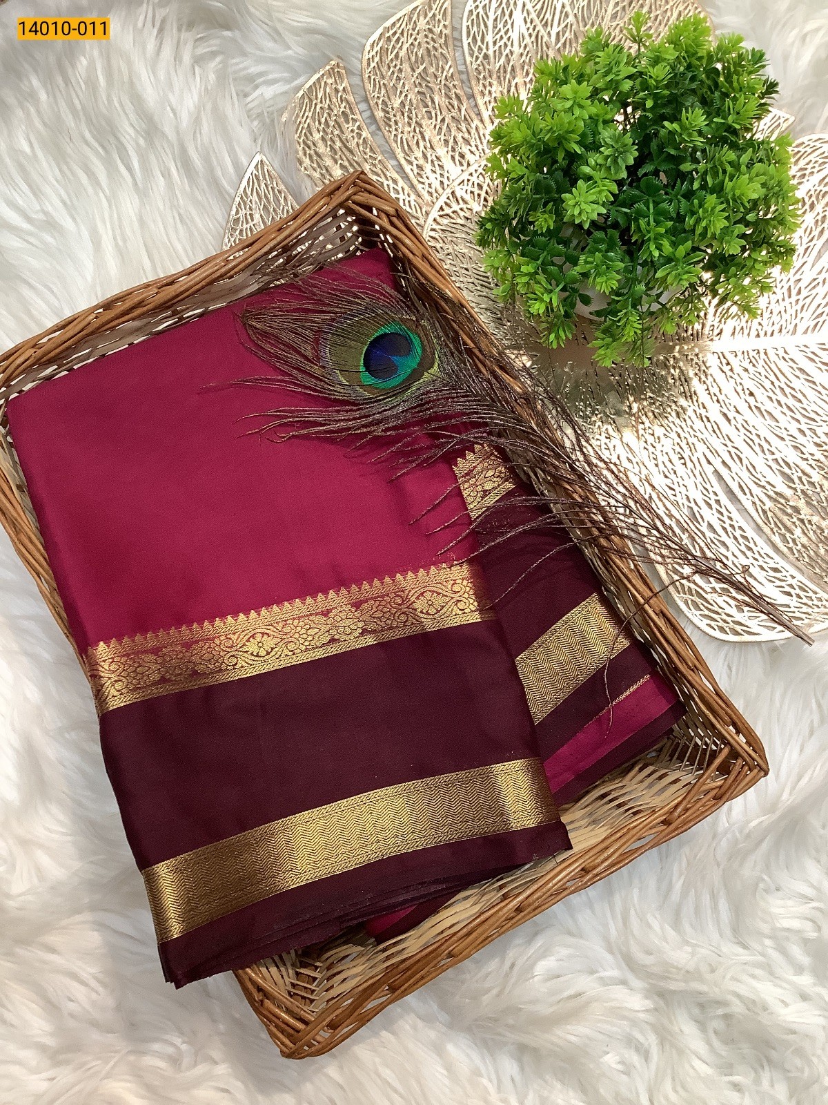 Maroon Mysore Fancy Crepe Silk Saree