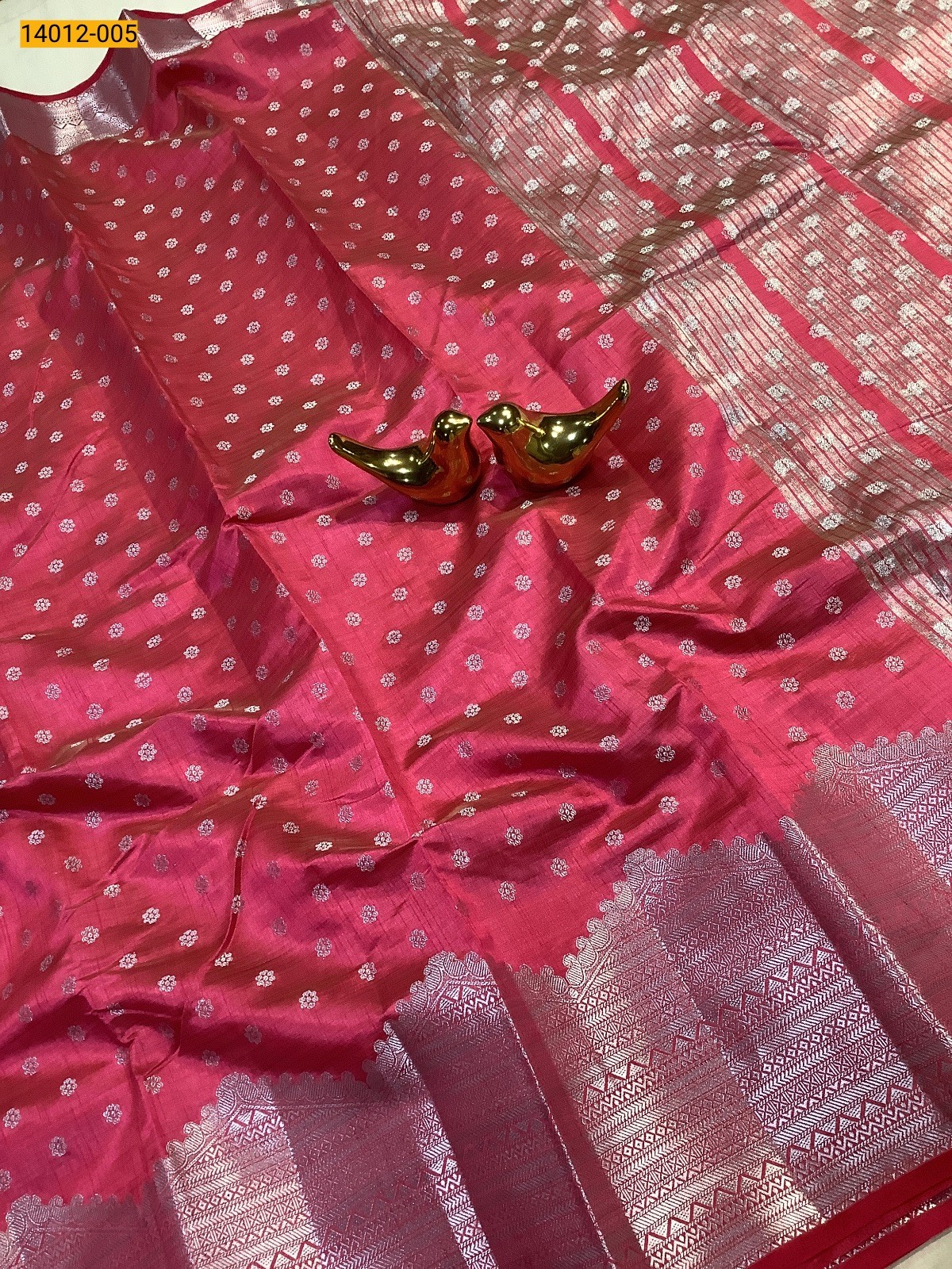 Red Tussar Silk Saree