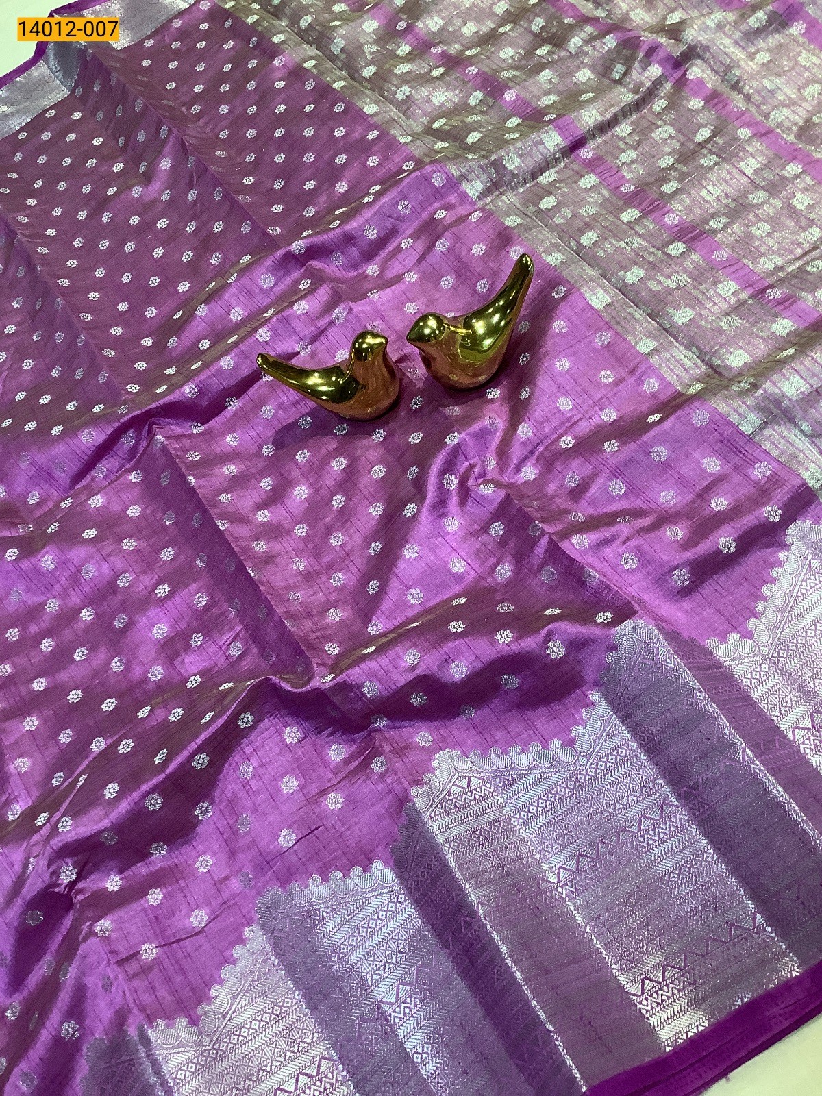 Onion Pink Tussar Silk Saree