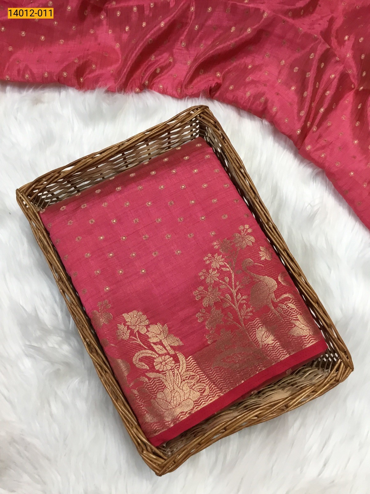Pink Tussar Silk Saree