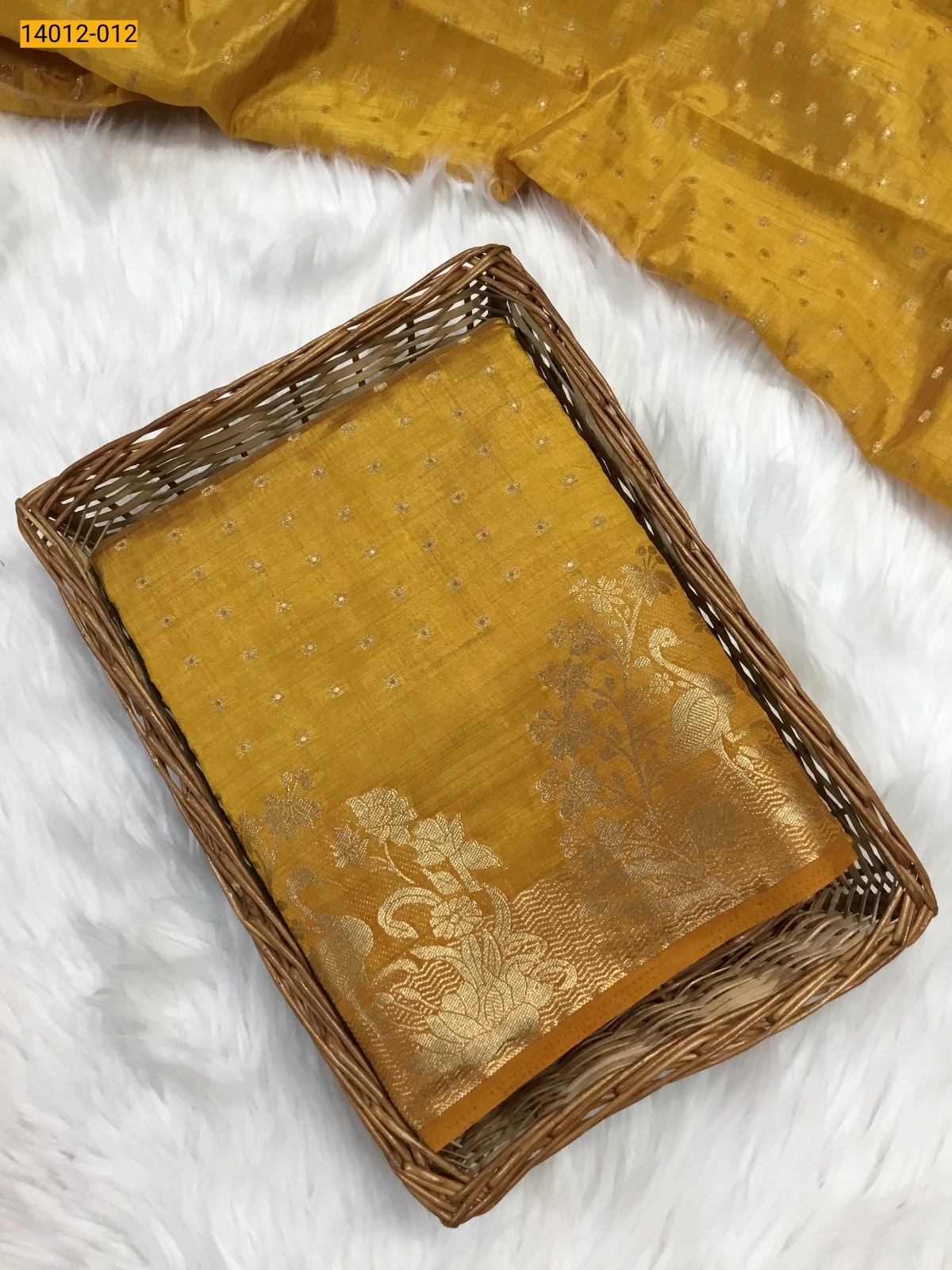 Yellow Tussar Silk Saree