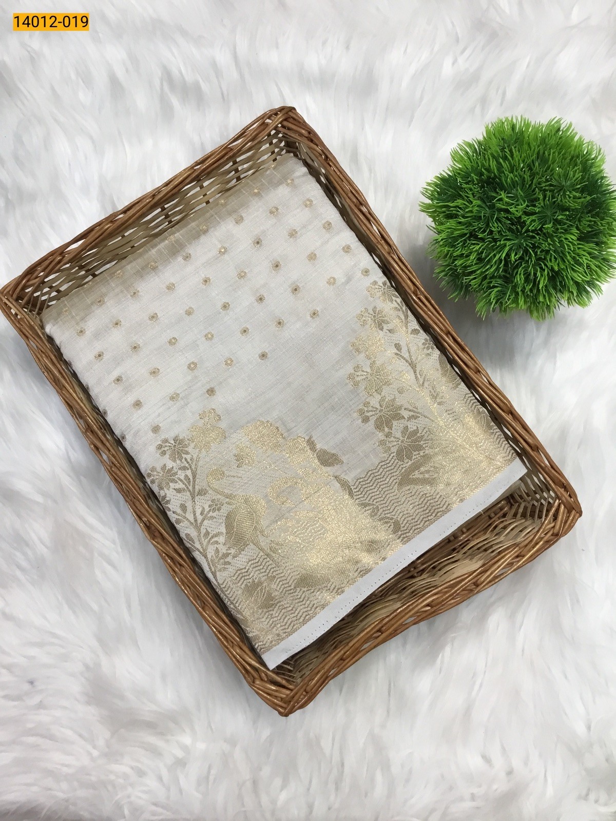 Half White Tussar Silk Saree
