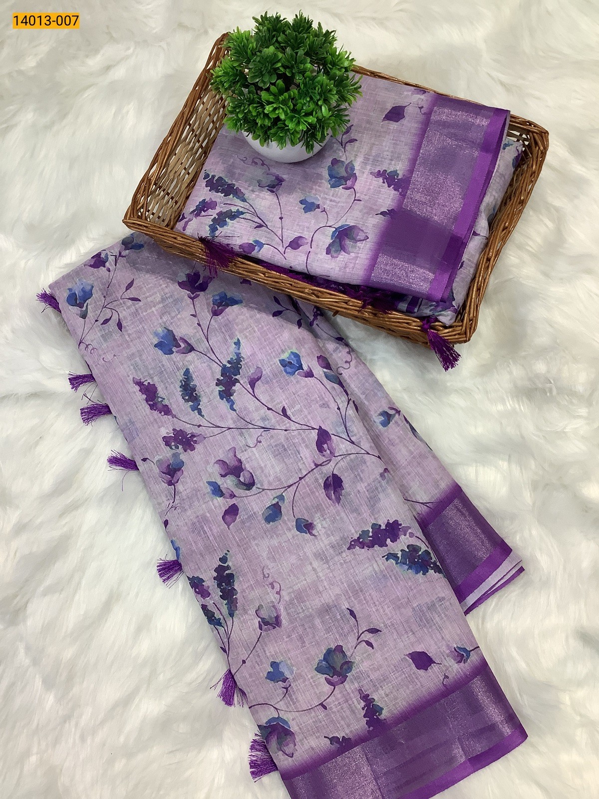 Violet Linen Cotton Saree