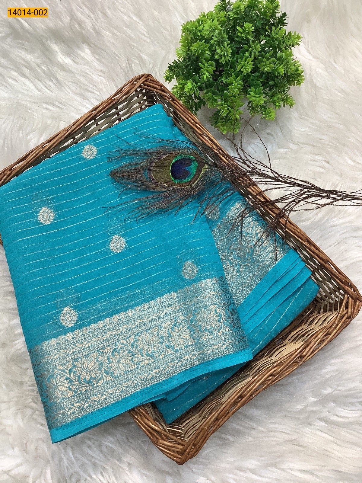 Sky Blue Banaras Fancy Georgette Sarees