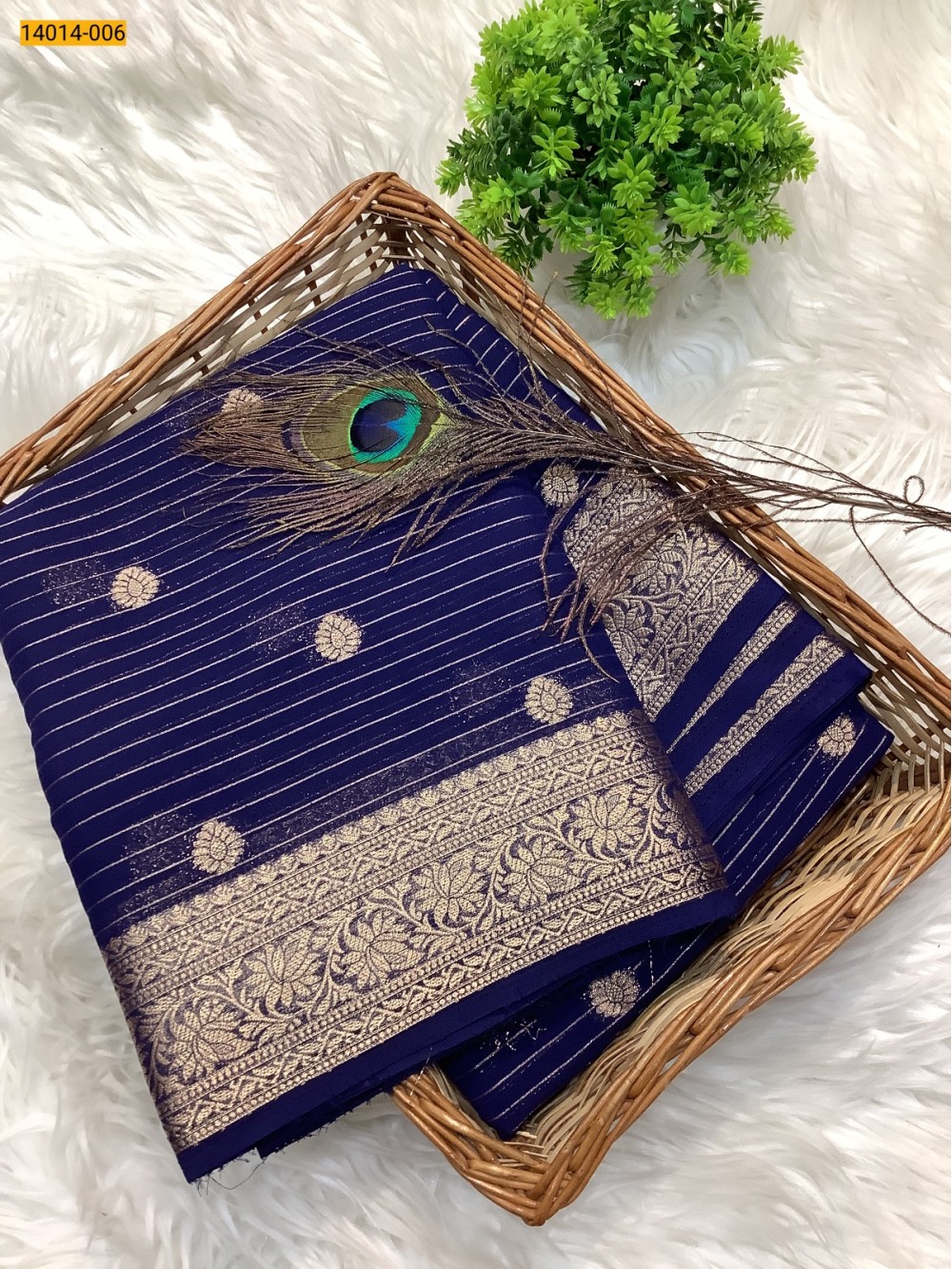 Navy Blue Banaras Fancy Georgette Sarees