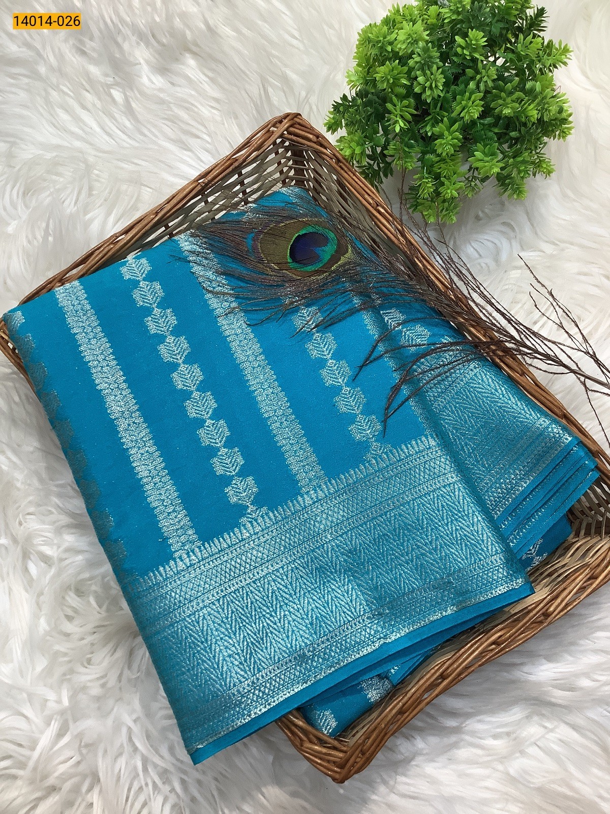 Sky Blue Banaras Fancy Georgette Sarees