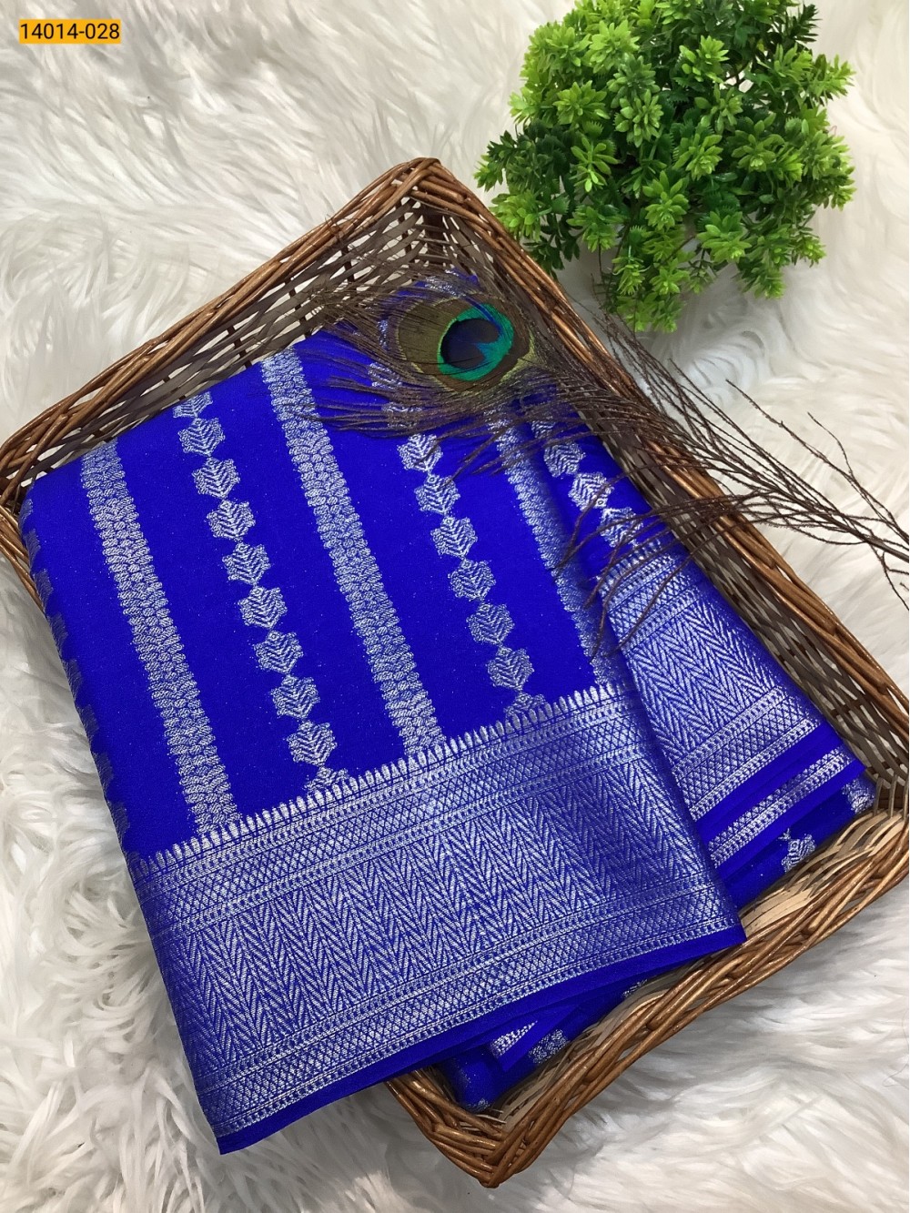 Royal Blue Banaras Fancy Georgette Sarees