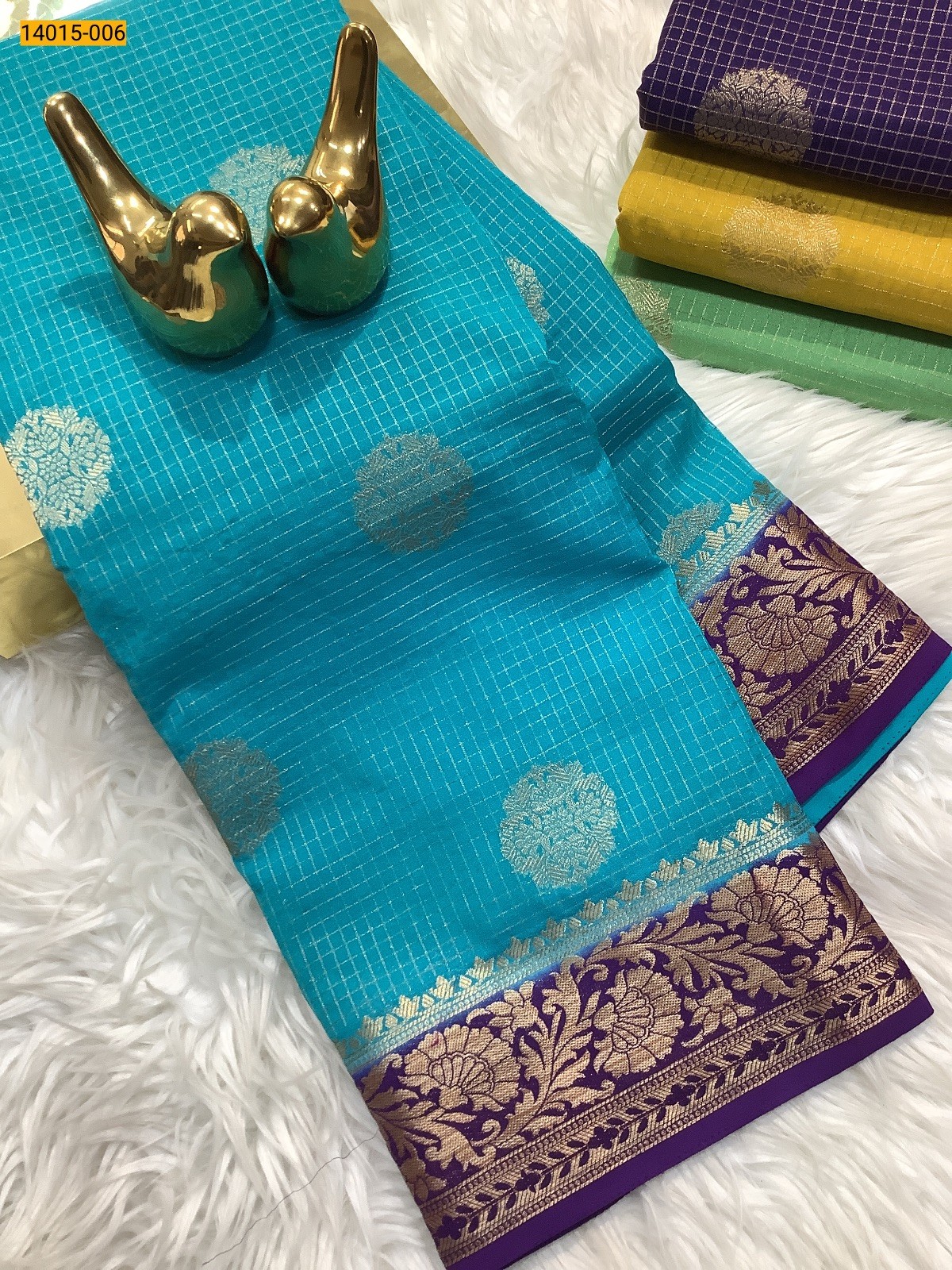 Sky Blue Mysore Fancy Silk Saree