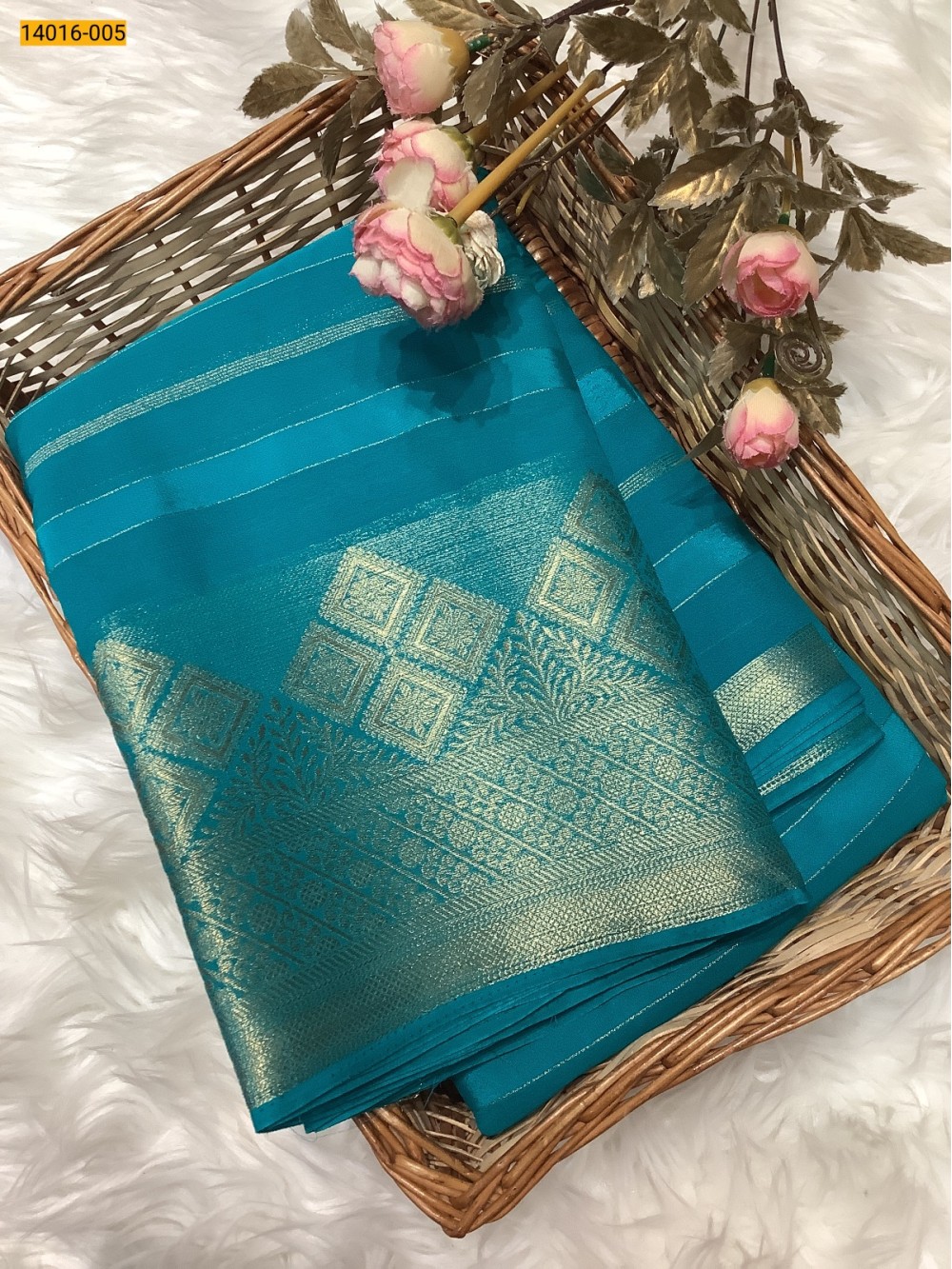 Sky Blue Banaras Fancy Georgette Sarees