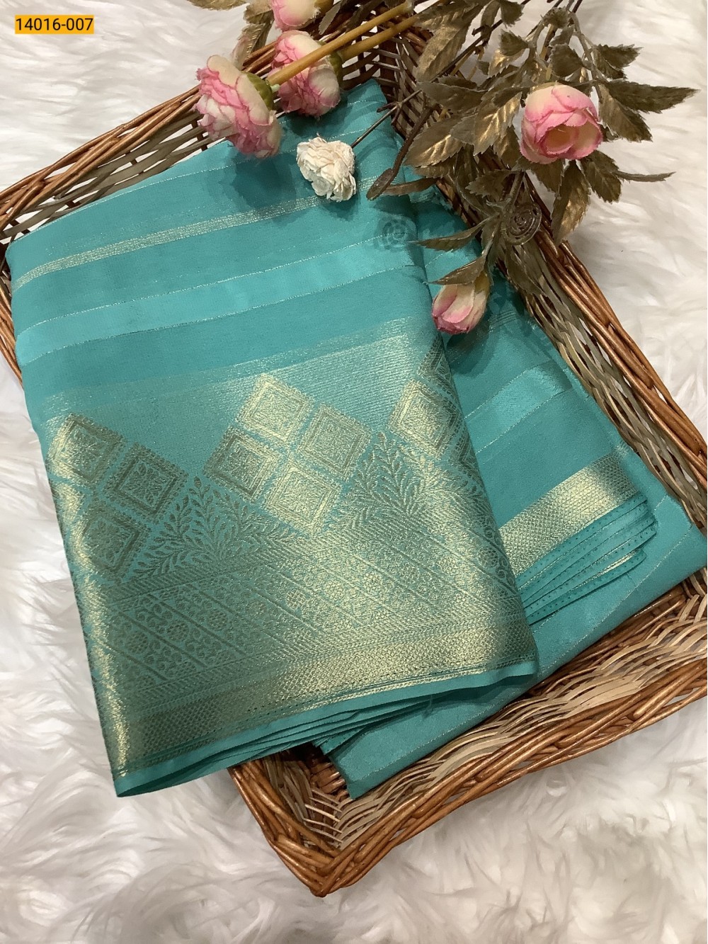 Sky Blue Banaras Fancy Georgette Sarees