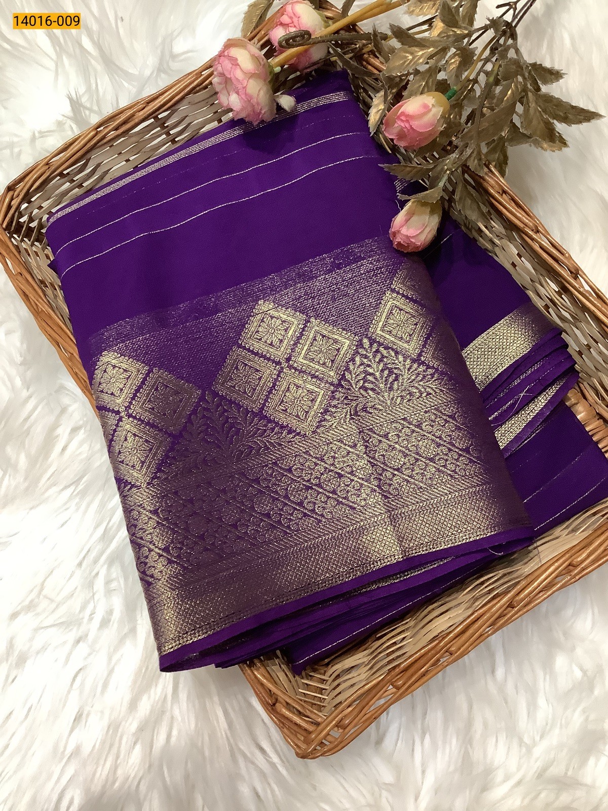 Violet Banaras Fancy Georgette Sarees