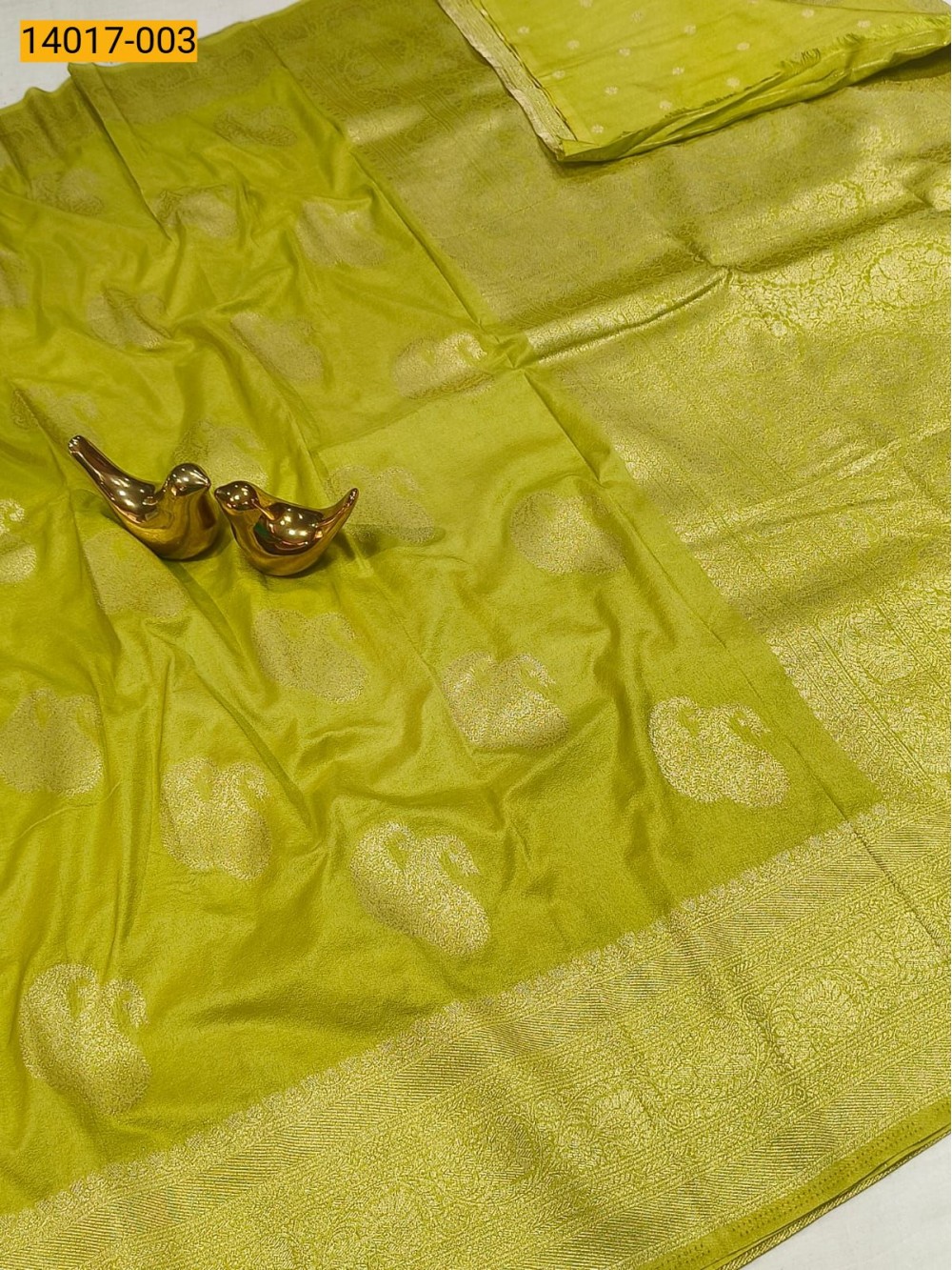 Light Green Banarasi Soft Silk Saree