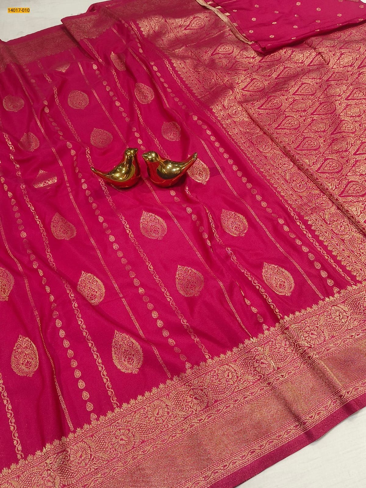 Pink Banarasi Soft Silk Saree