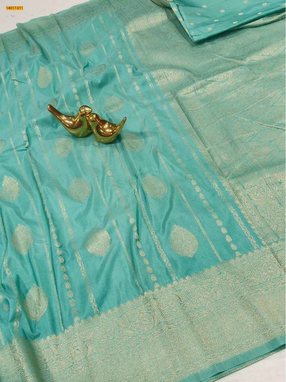 Sea Green Banarasi Soft Silk Saree