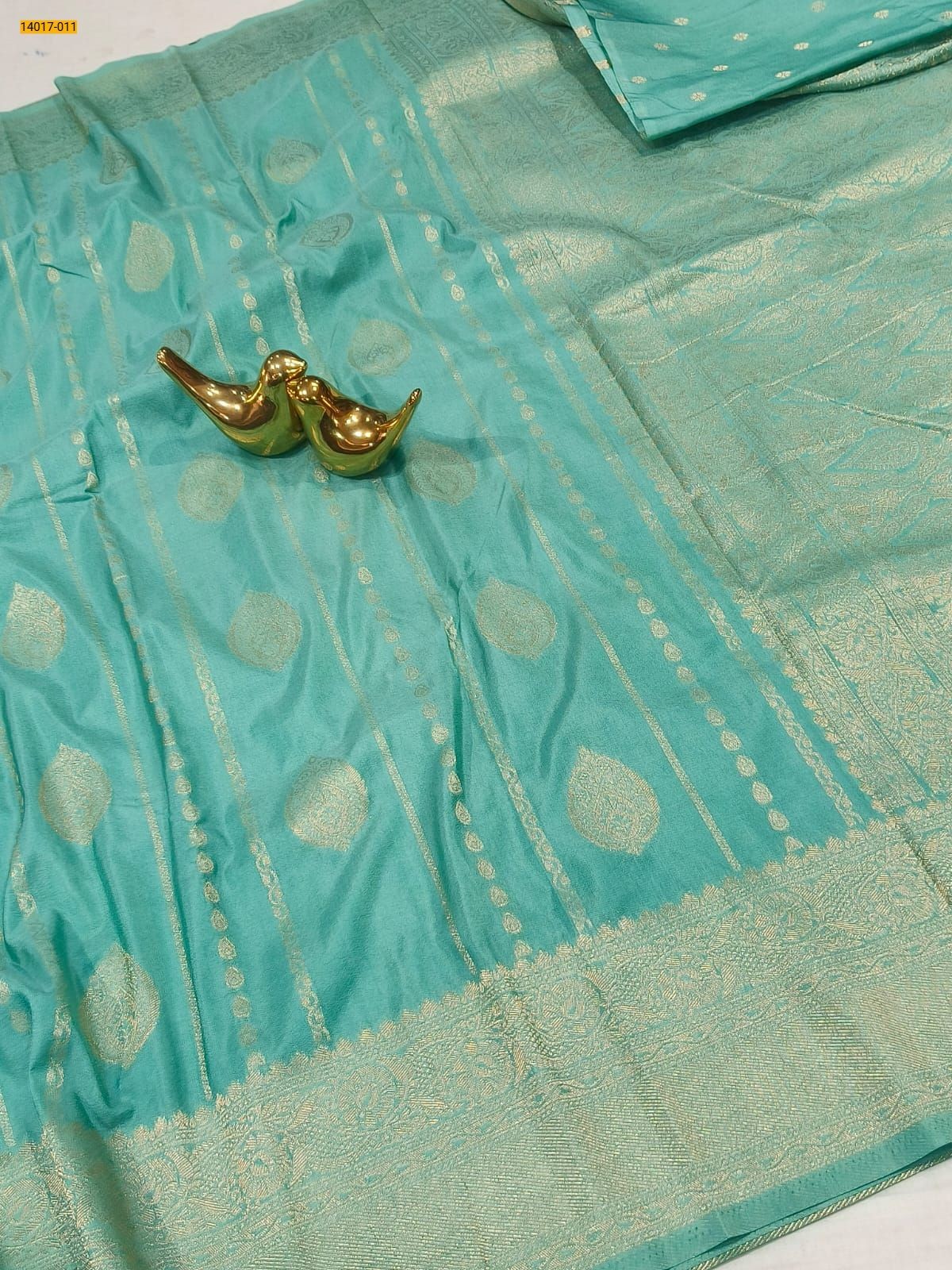 Sea Green Banarasi Soft Silk Saree