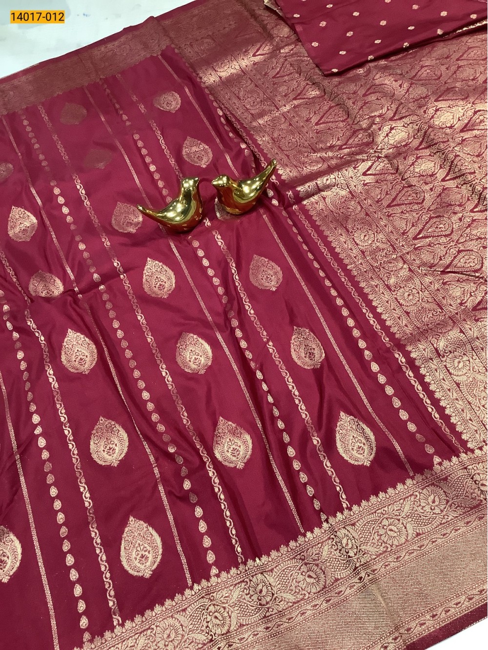 Maroon Banarasi Soft Silk Saree