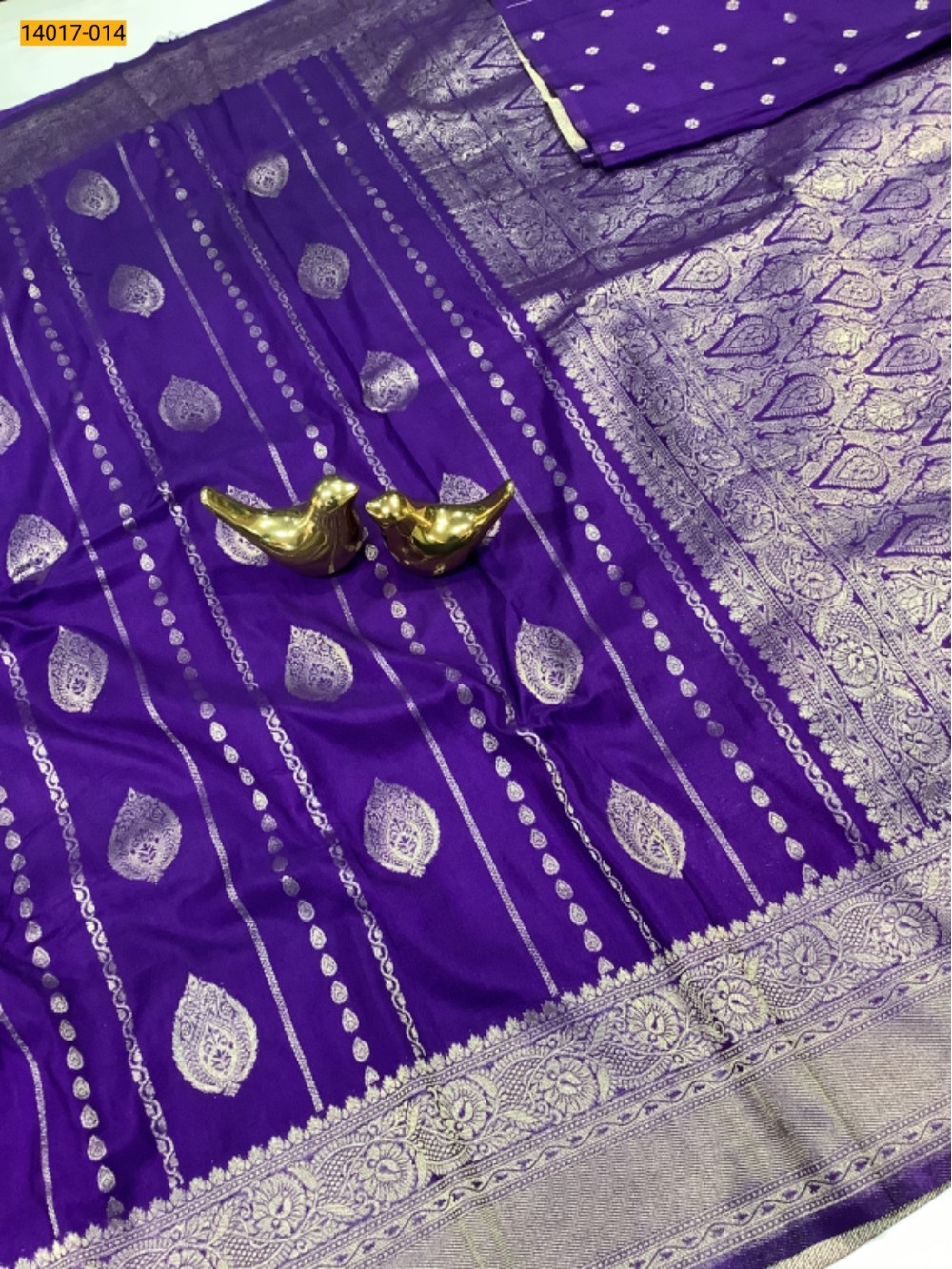 Violet Banarasi Soft Silk Saree